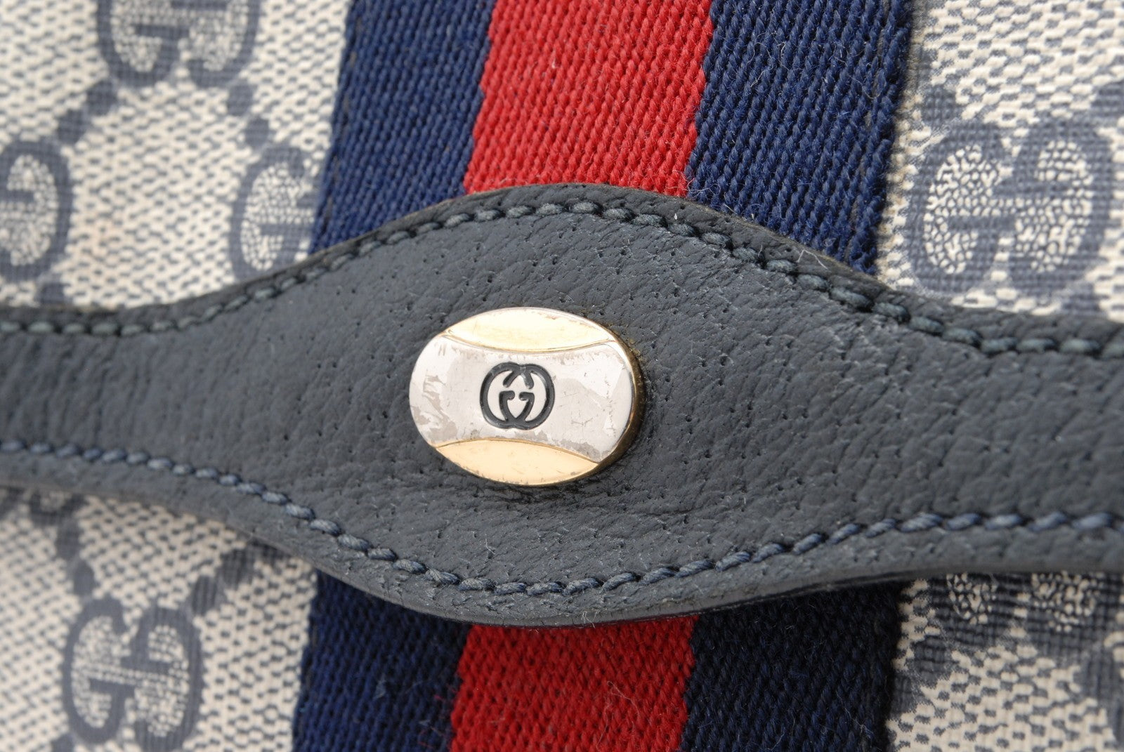 Gucci GG Supreme Web Stripe Clutch - Navy, GG Supreme Canvas
