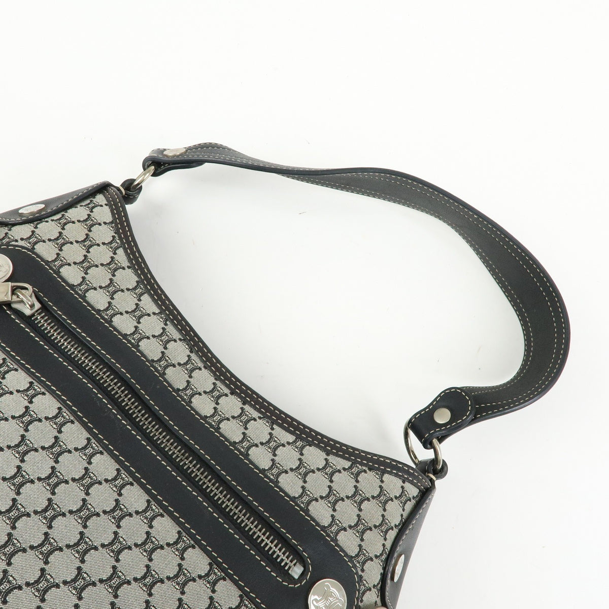Celine Macadam Shoulder Bag - Black, Canvas, Leather