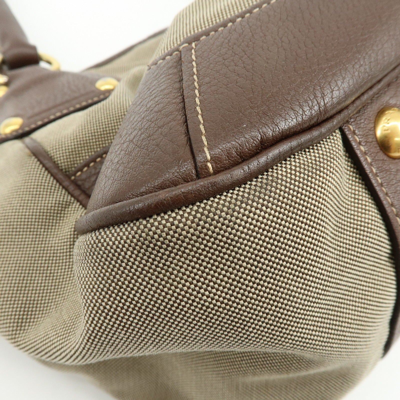 Prada Logo Jacquard Tote Bag - Beige Brown, Leather