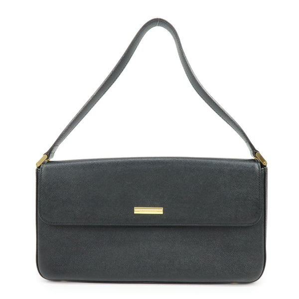 Burberry Leather Flap Shoulder Bag - Black, Leather