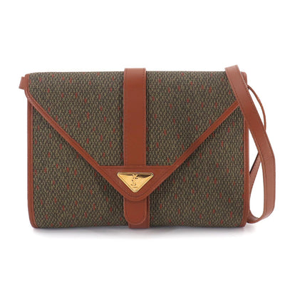 Yves Saint Laurent Shoulder Clutch Bag - Brown and Green, PVC and Leather
