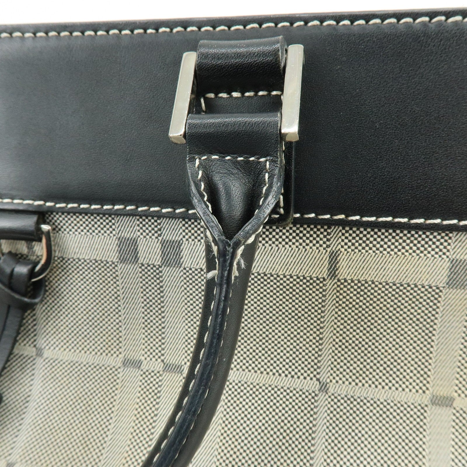 Burberry Hand Bag Tote Bag - Black, Canvas Leather