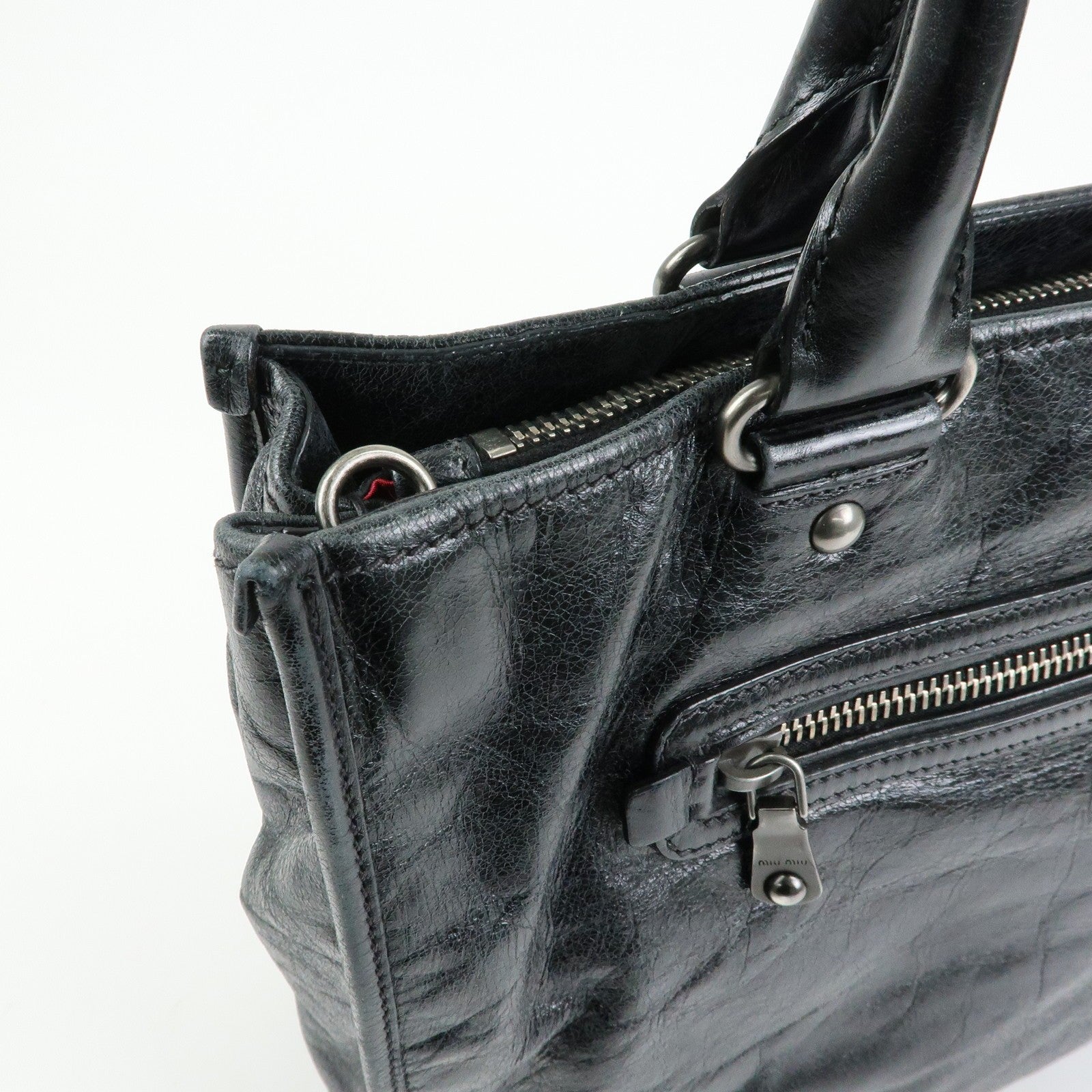 Miu Miu Leather Tote Bag - Black, Leather 