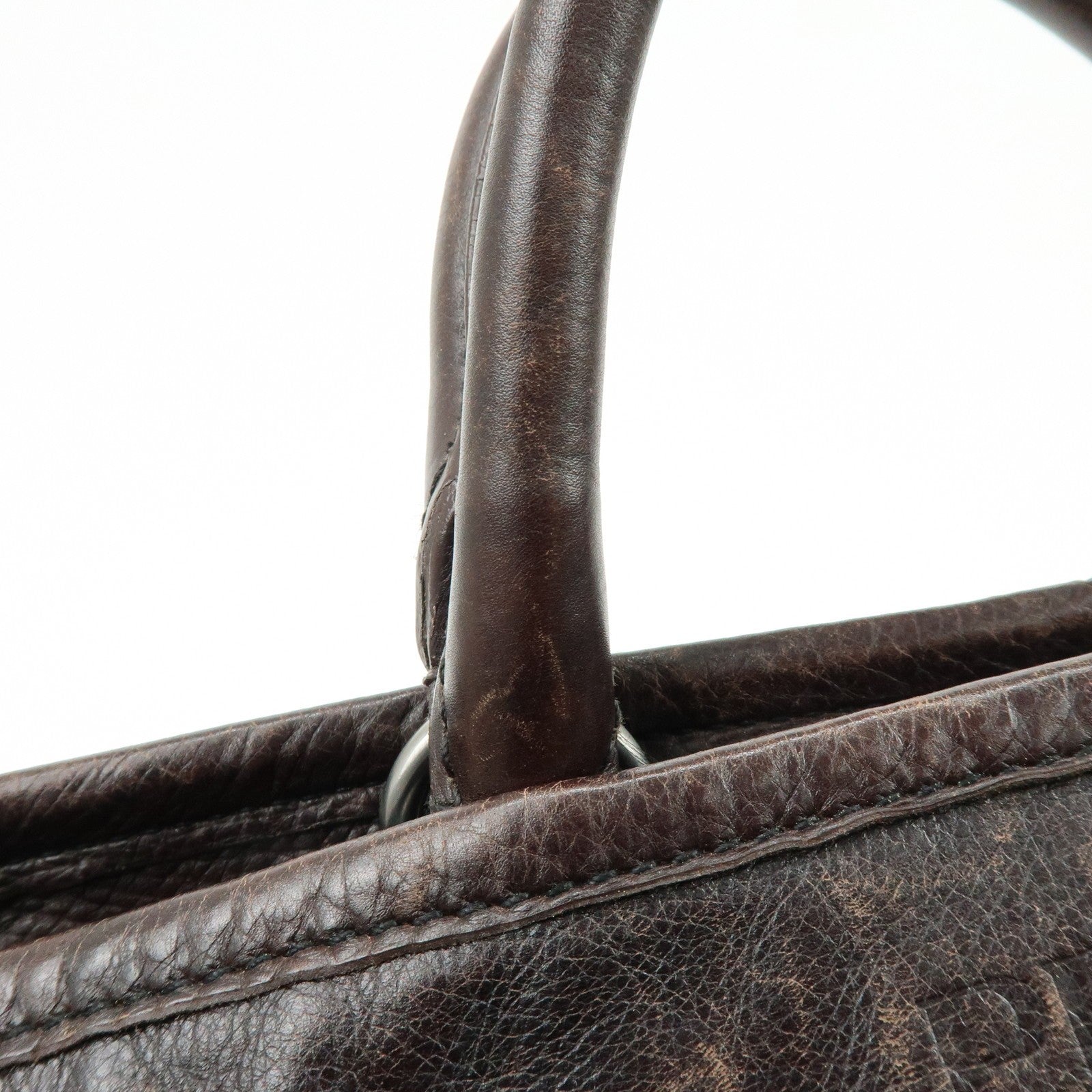 Prada Hand Bag Tote Bag - Brown, Black, Leather, Nylon