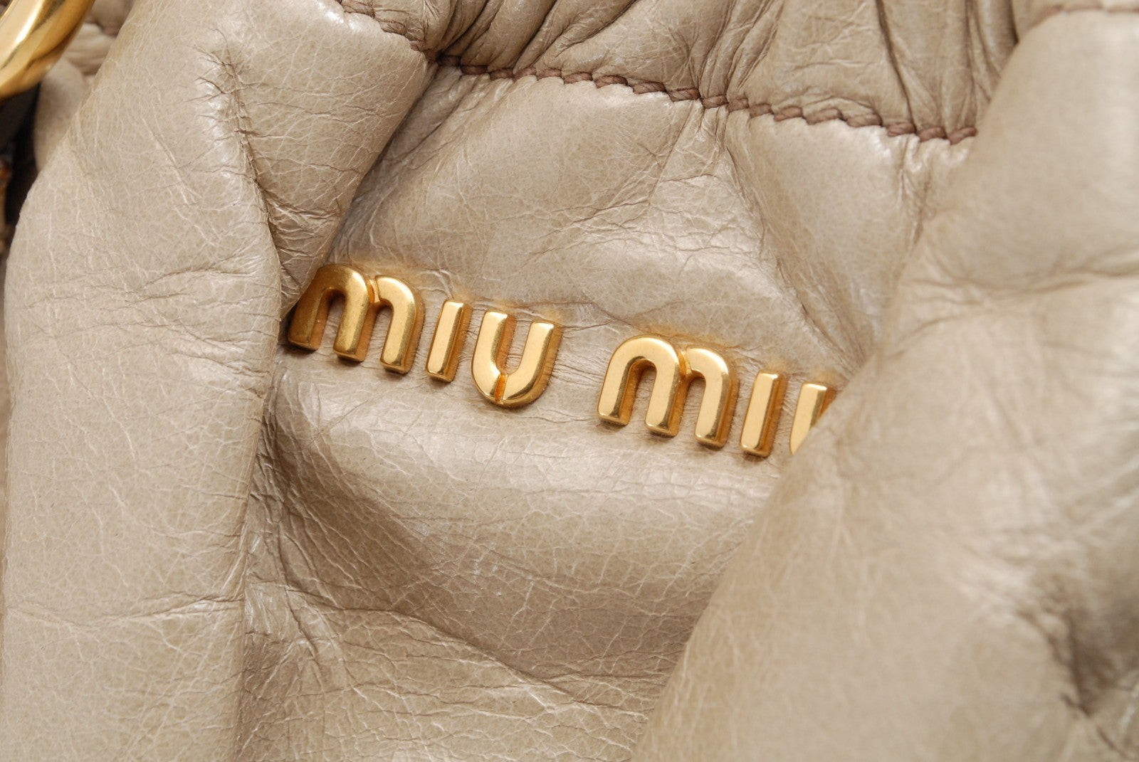 Miu Miu Vitello Lux 2Way Shoulder Tote Bag - Beige, Leather