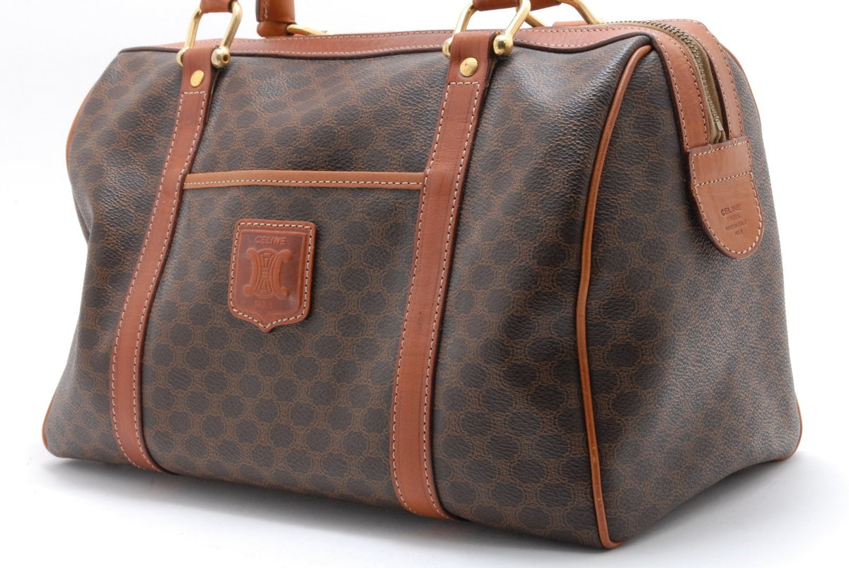 Celine Macadam Boston Handbag - Brown, PVC Leather