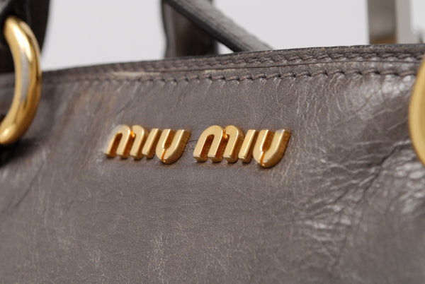 Miu Miu 2Way Satchel Handbag - Gray, Leather