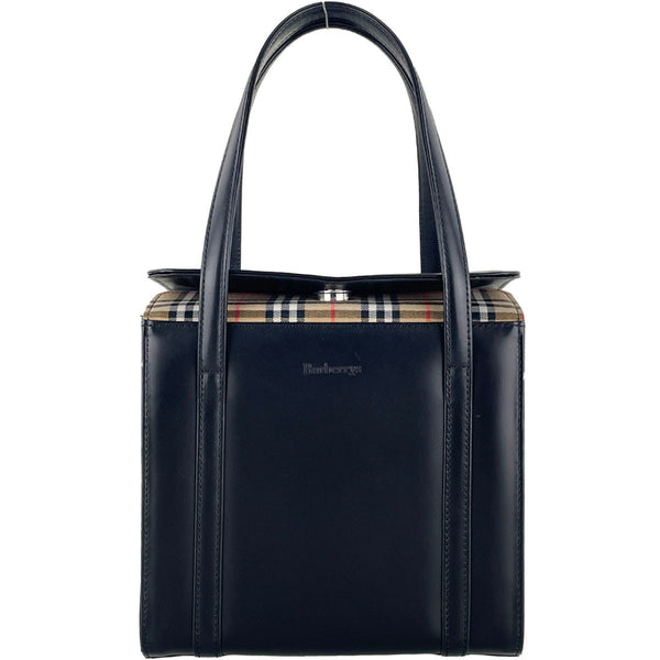 Burberry London Leather Fabric Handbag - Black, Leather