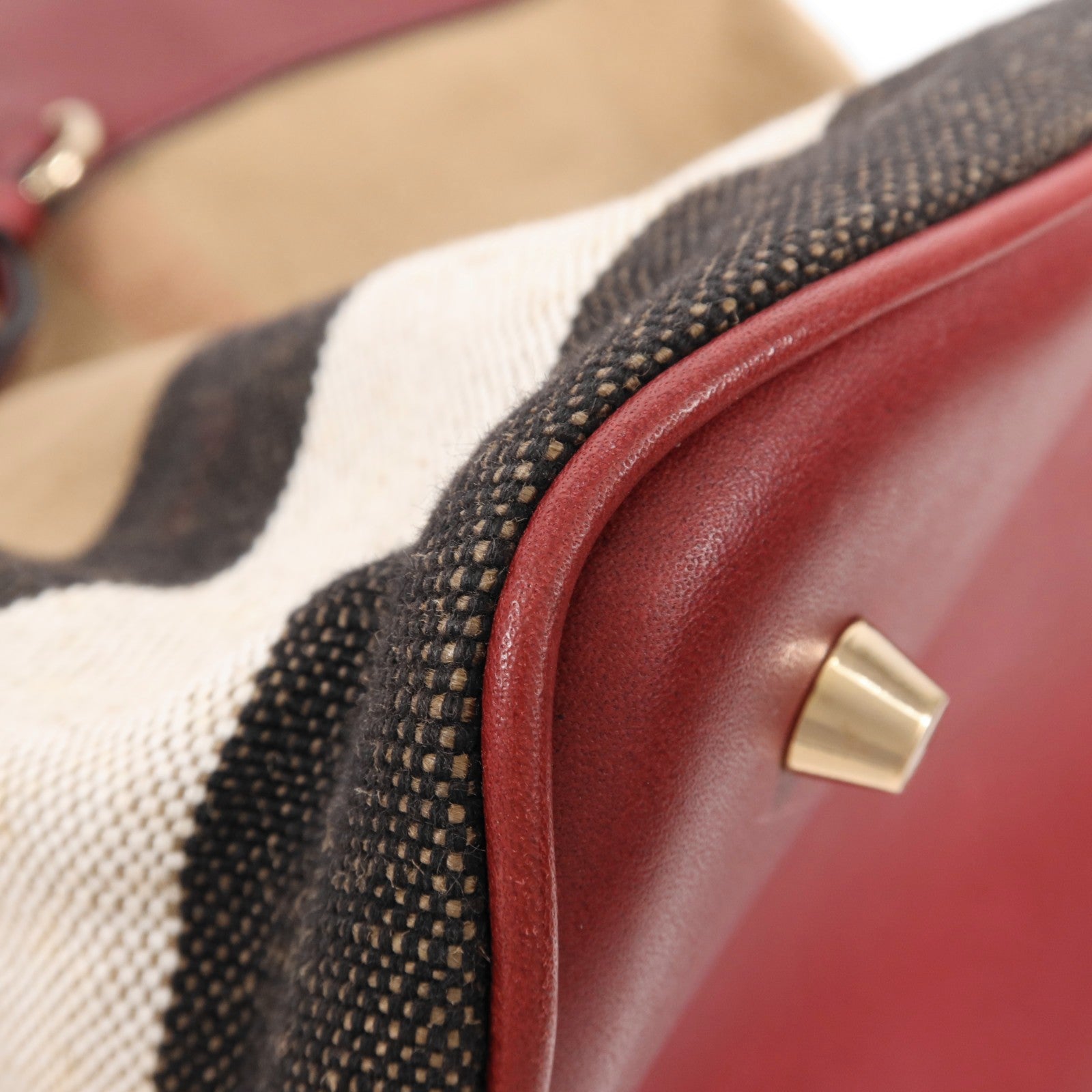 Burberry GHW Shoulder Bag - Red/Brown/Black, Canvas/Calfskin Leather