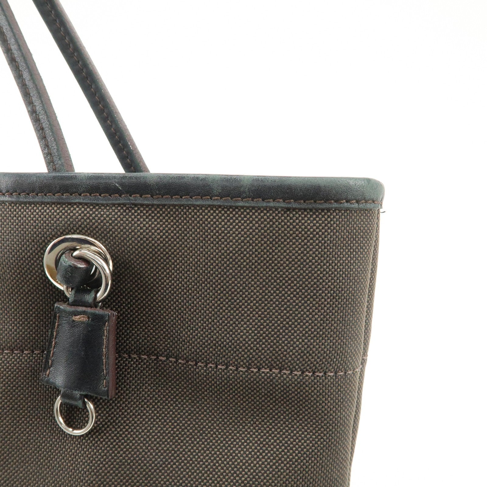 Prada Logo Jacquard Tote Bag - Dark Brown, Leather