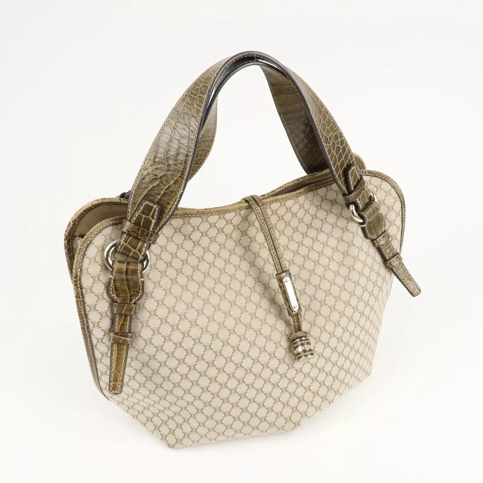 CELINE Macadam Bitter Sweet Canvas Leather Tote Bag - Beige Khaki, Canvas, Leather
