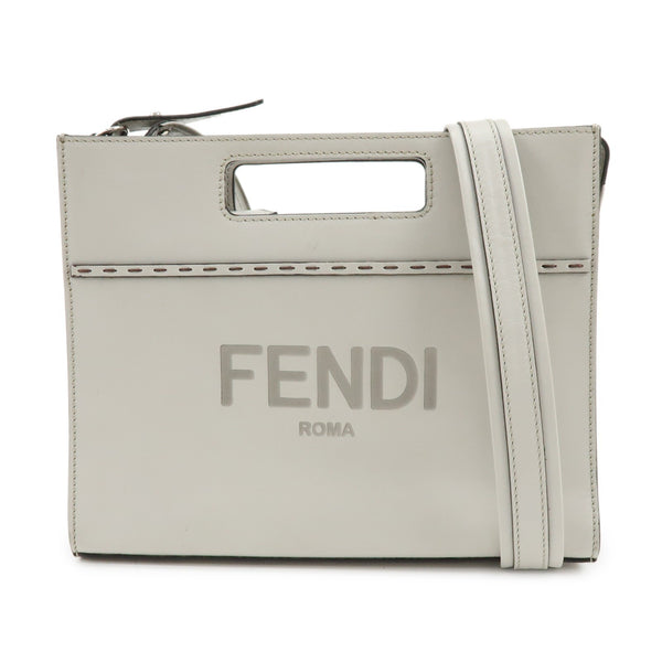 Fendi Logo Shoulder Bag - Light Grey, Leather