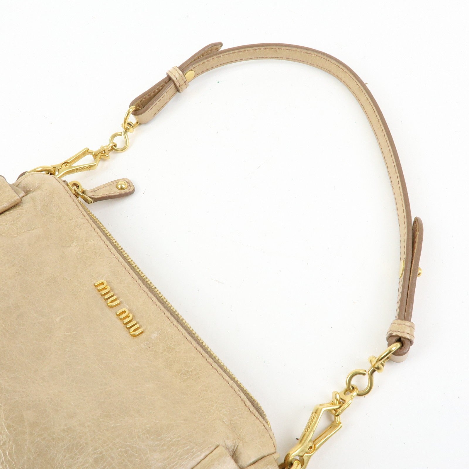 Miu Miu Double Sided Ribbons Handbag - Beige, Leather