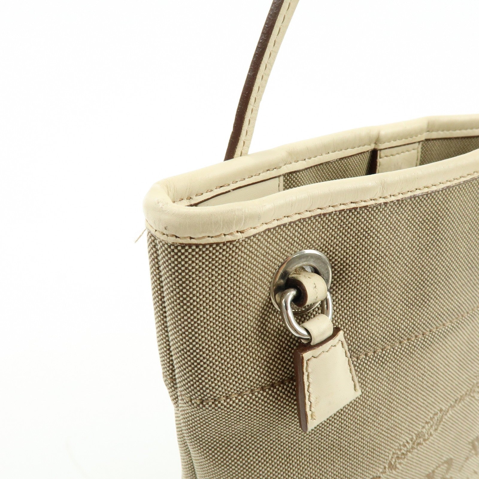 Prada Logo Jacquard Shoulder Bag - Beige, Leather