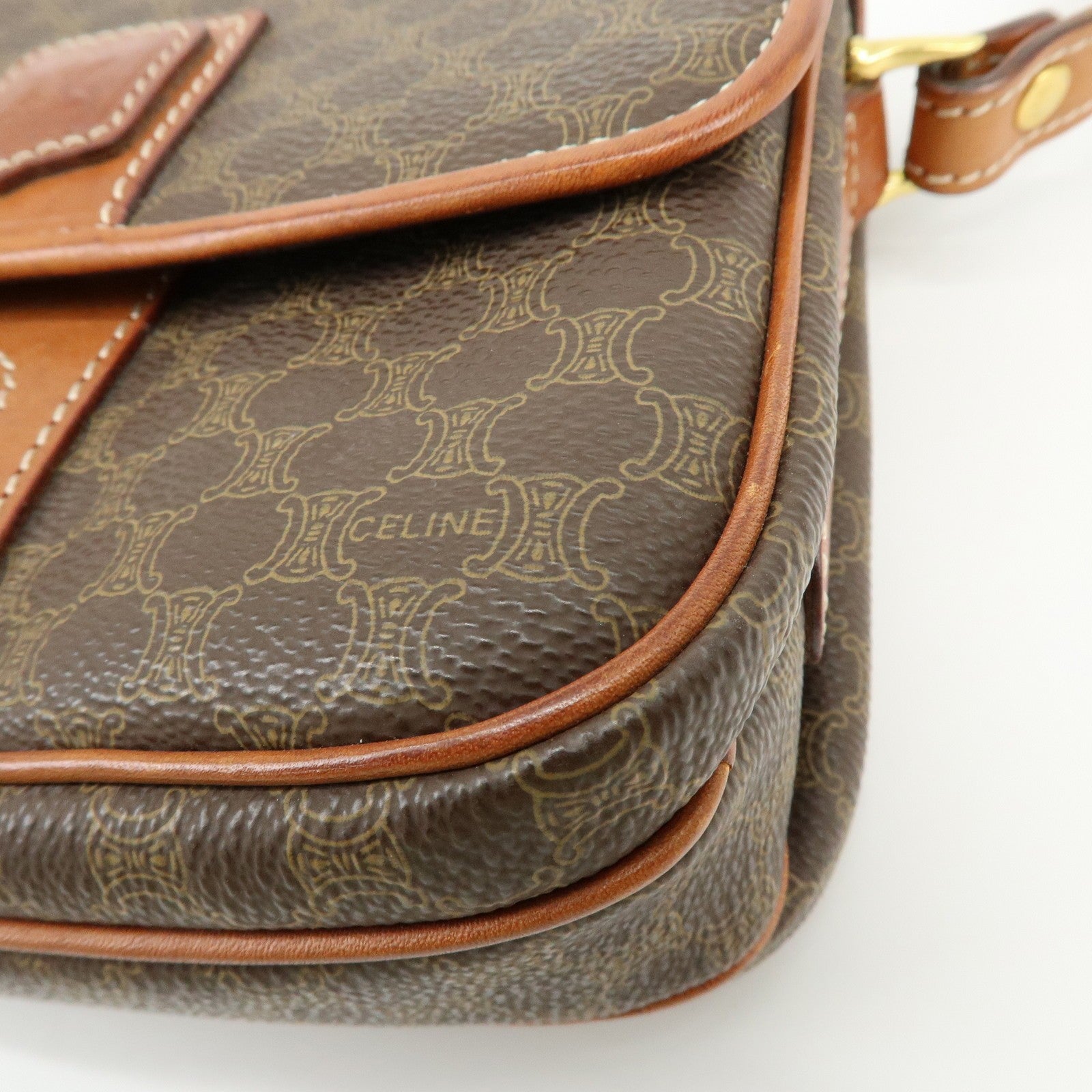 Celine Macadam Shoulder Crossbody Bag - Brown, PVC Coating Canvas, Leather