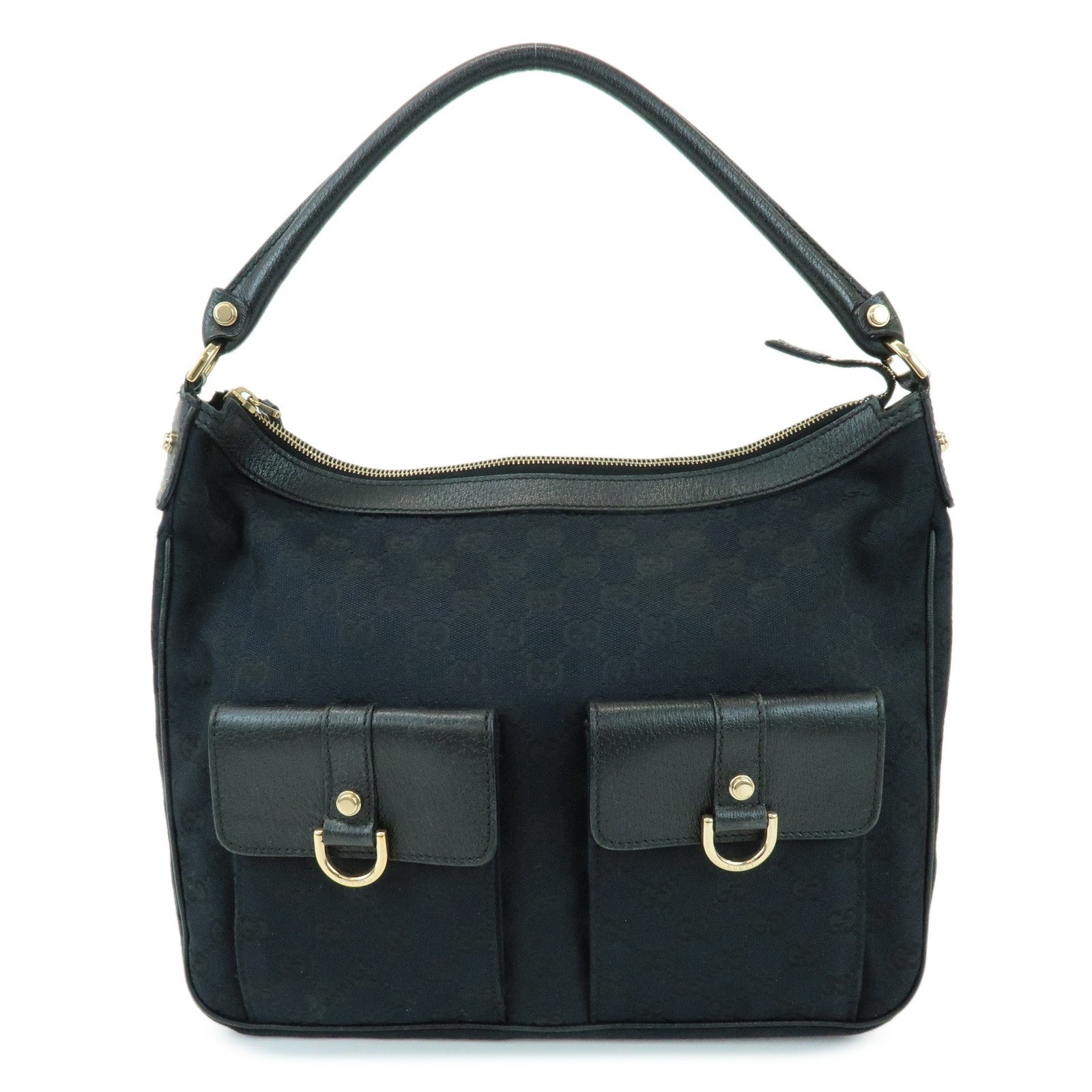 Gucci Shoulder Hand Bag - Black, GG Canvas, Leather