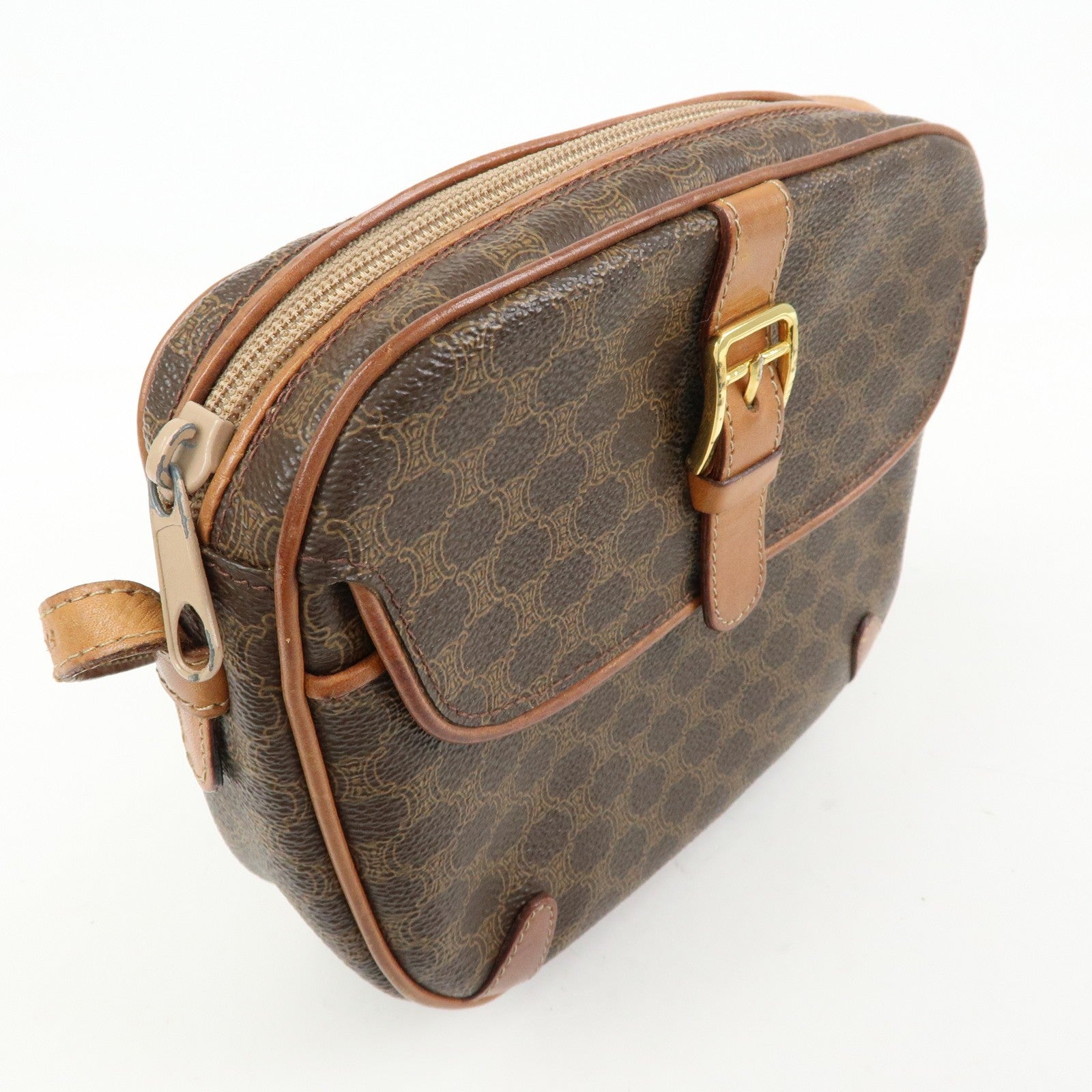 Celine Macadam Shoulder Bag - Brown, PVC Coating Canvas, Leather