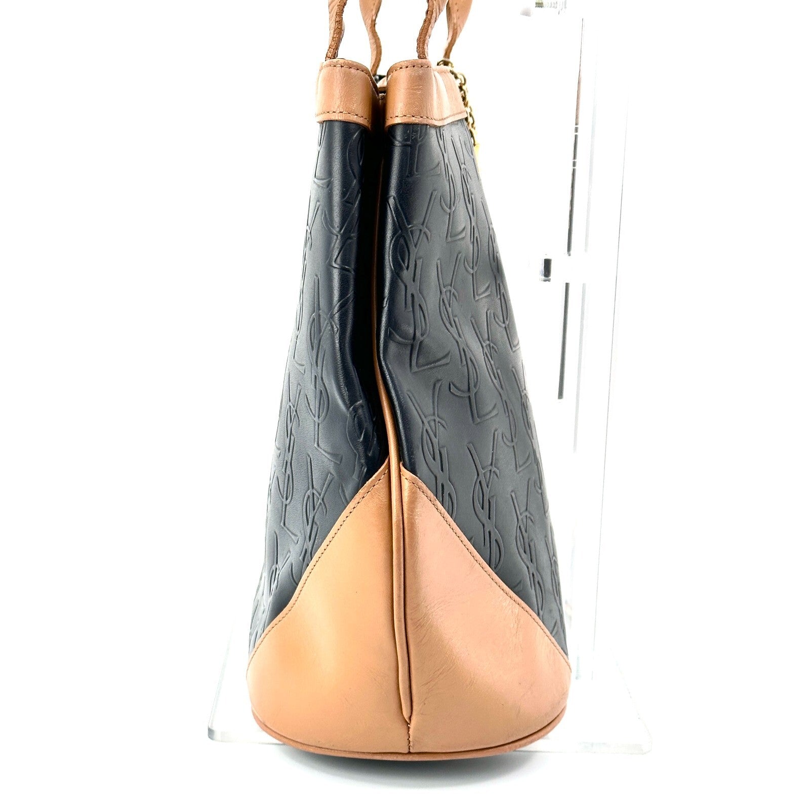 Yves Saint Laurent YSL logo tote bag Shoulder Bag - Black, Leather