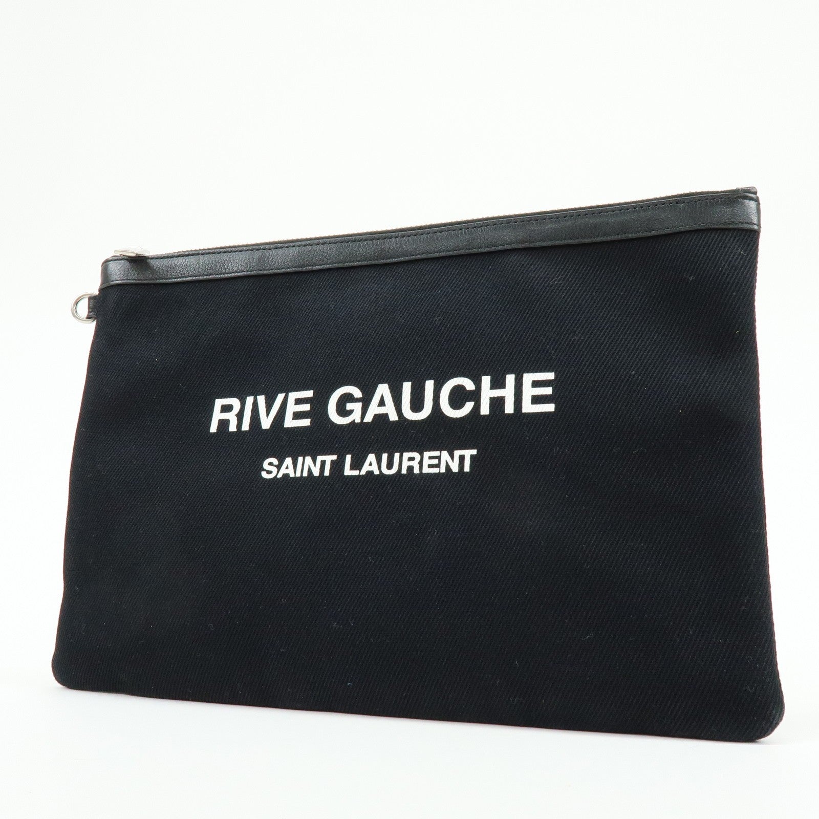 Saint Laurent Paris Clutch Bag - Black, Canvas, Leather