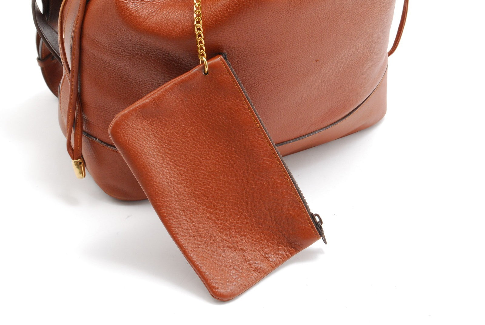 Celine Large Logo Drawstring Shoulder Bucket Bag - Brown, Leather