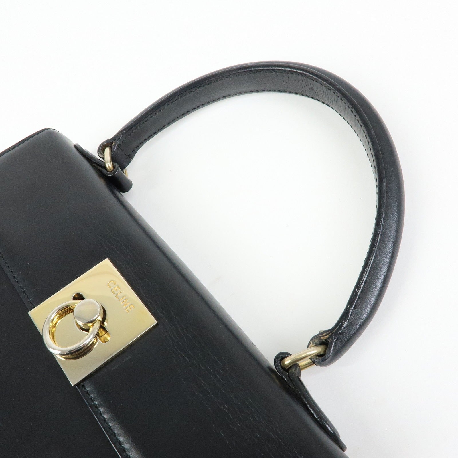 Celine Top Handle 2Way Hand Bag - Black, Leather
