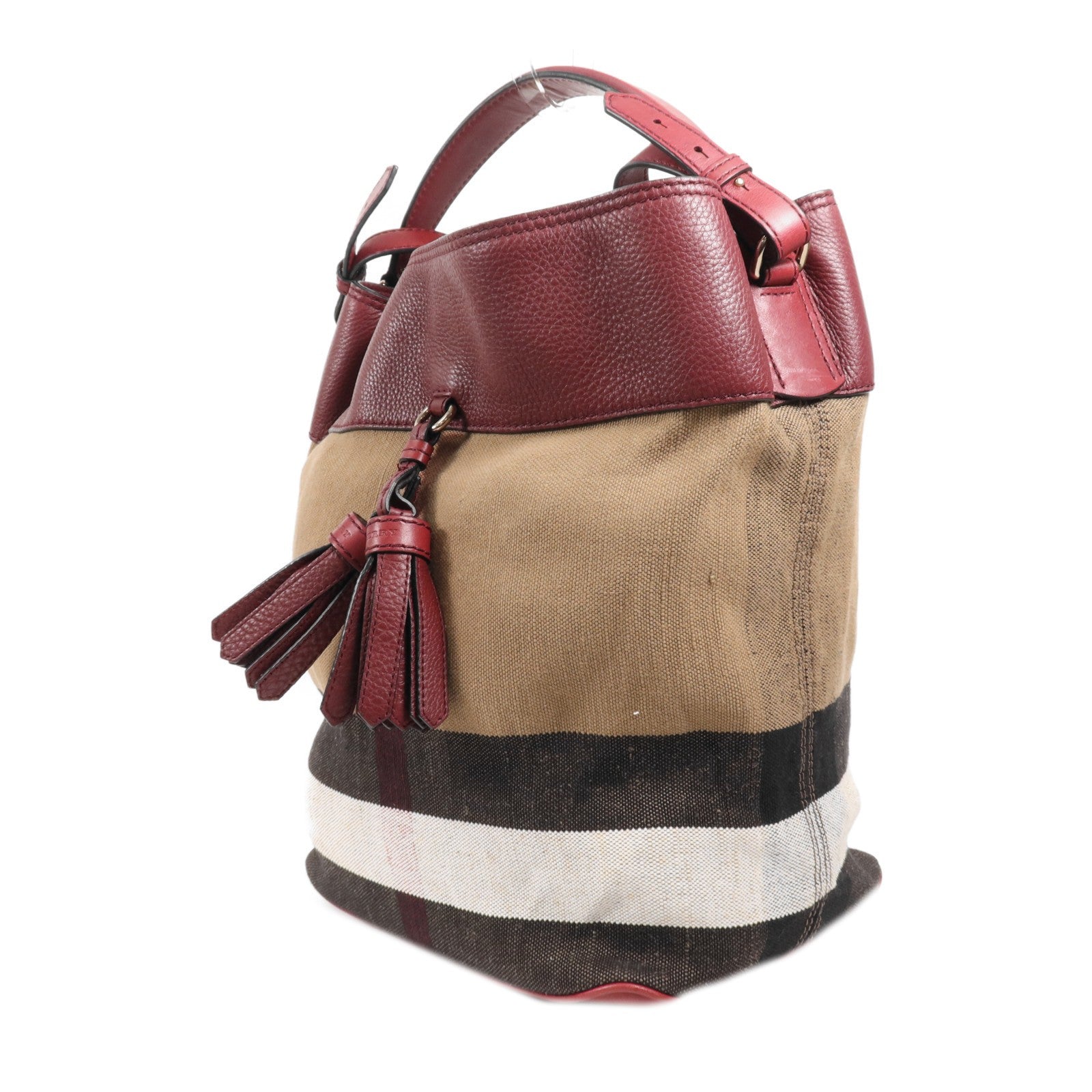 Burberry GHW Shoulder Bag - Red/Brown/Black, Canvas/Calfskin Leather