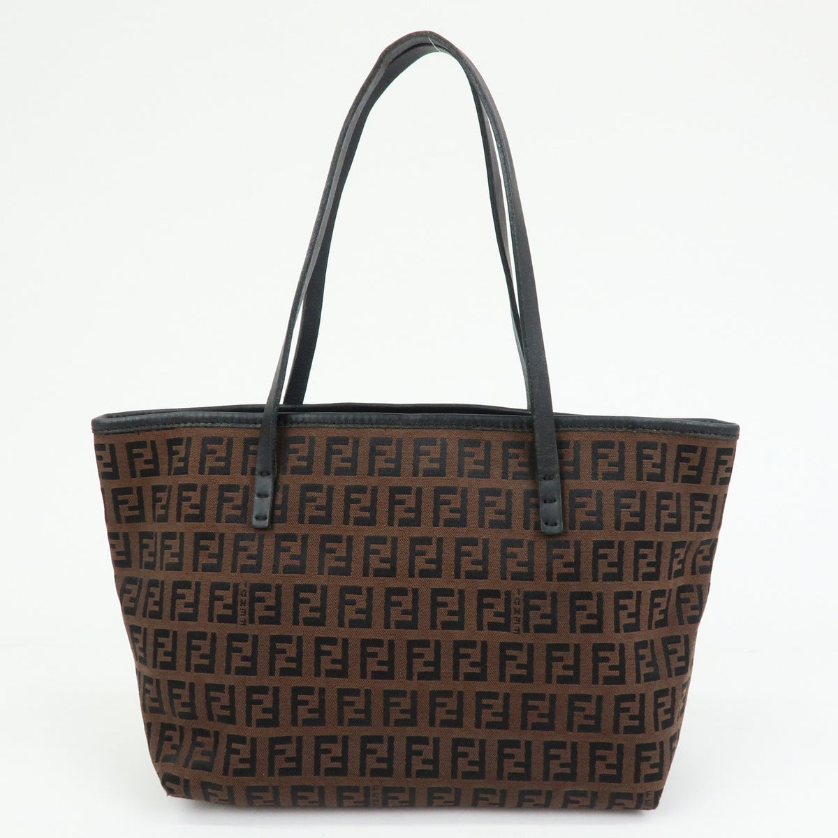 Fendi 8BH075 Tote Bag - Brown, Black, Jacquard Canvas, Leather