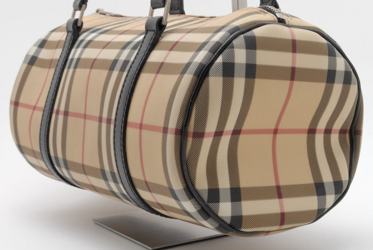Burberry Nova Check Barrel Handbag - Beige Black, PVC Leather