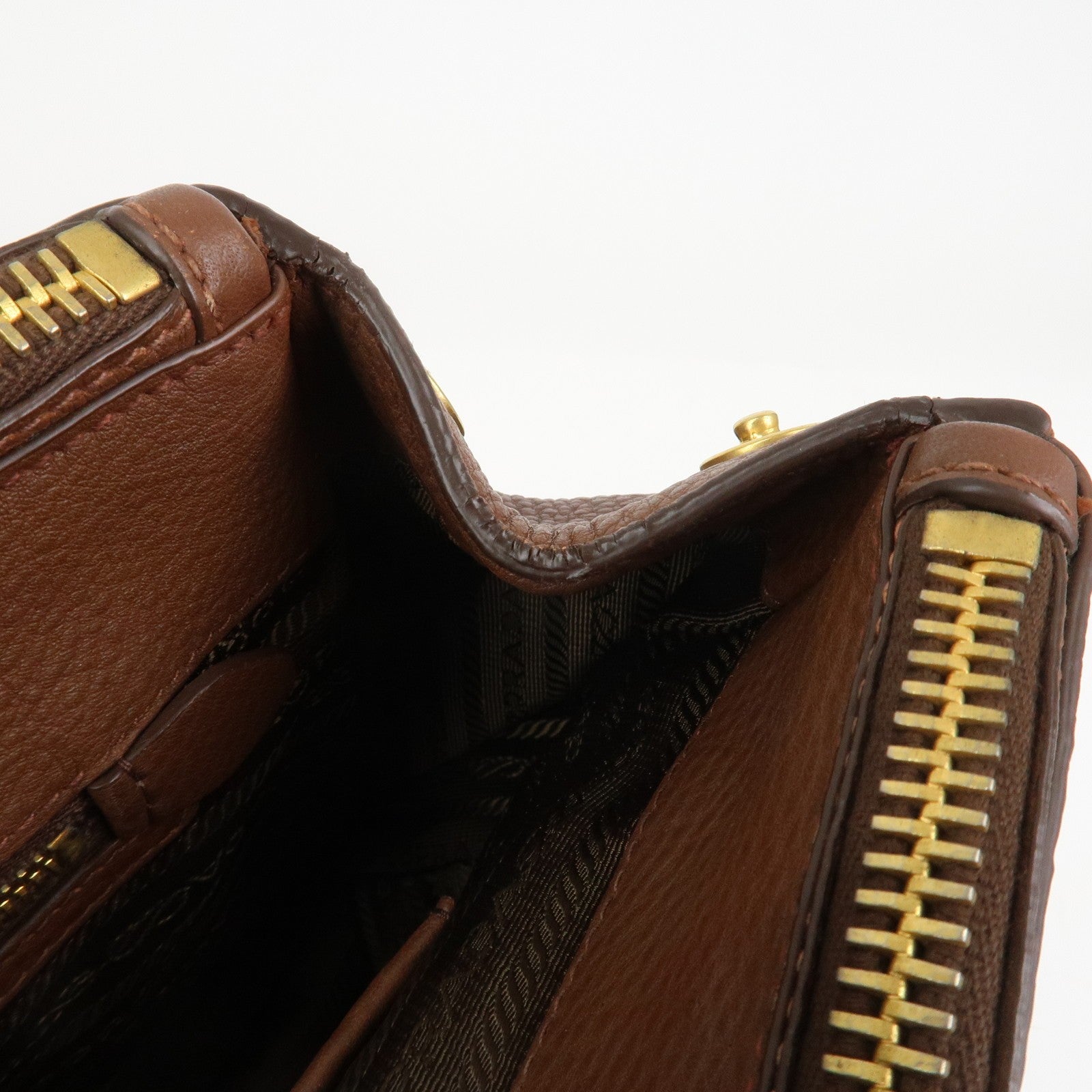 Prada Logo Hand Bag - Brown, Leather