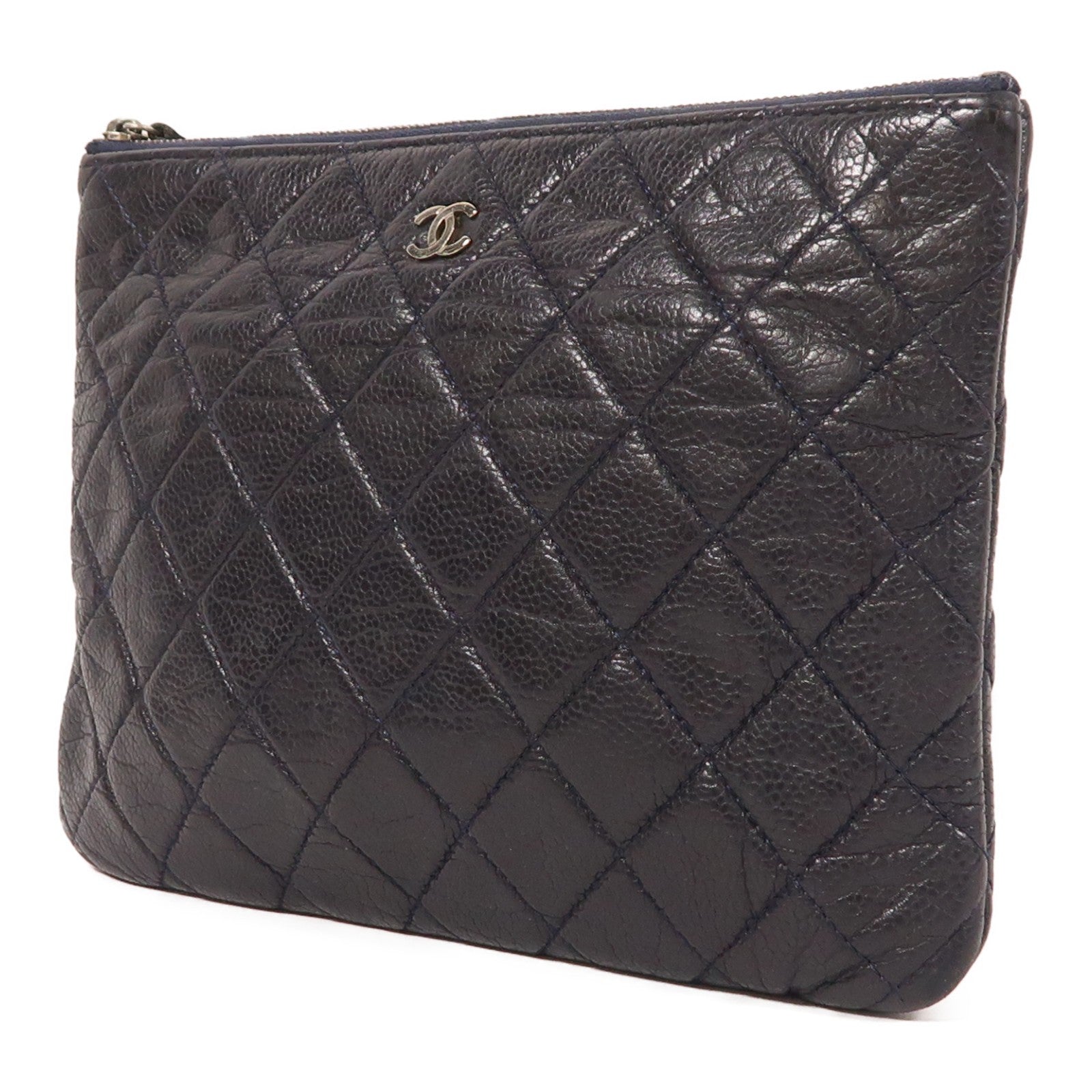 Chanel CC SHW Clutch Bag - Navy, Calfskin Leather