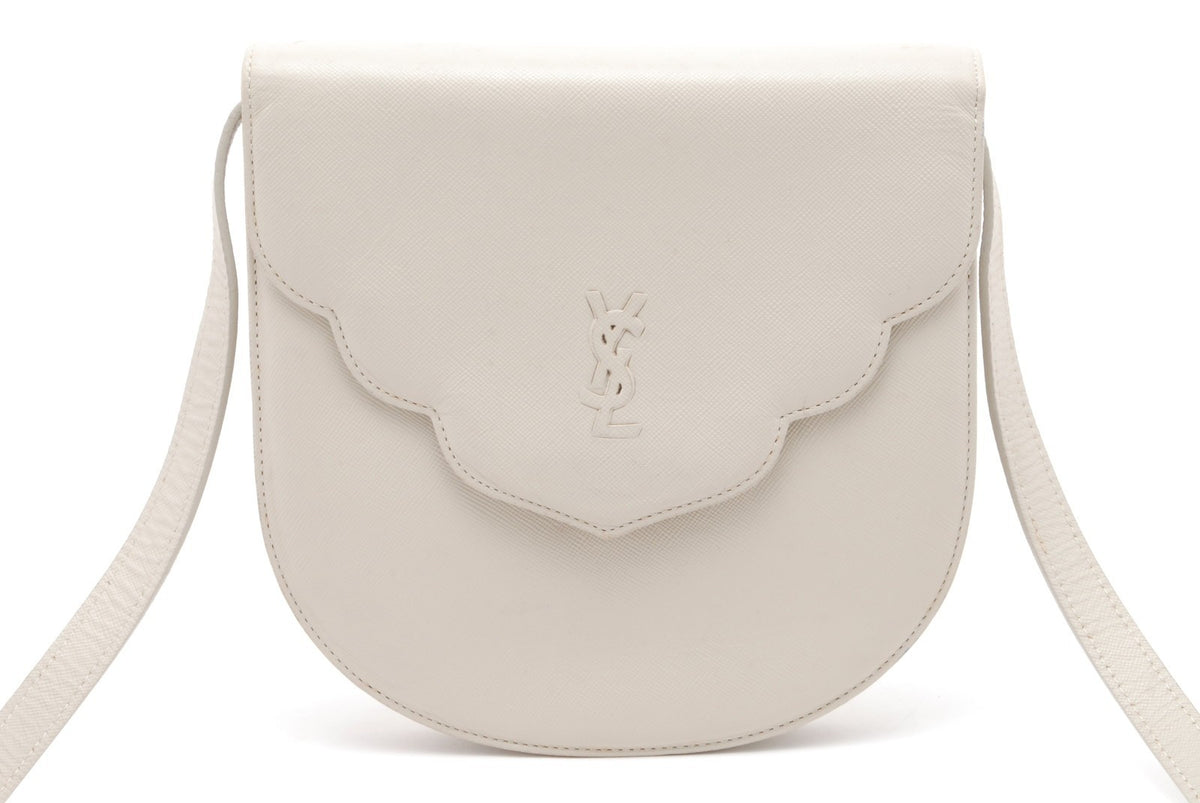 Yves Saint Laurent YSL Flap Bag - White, Leather