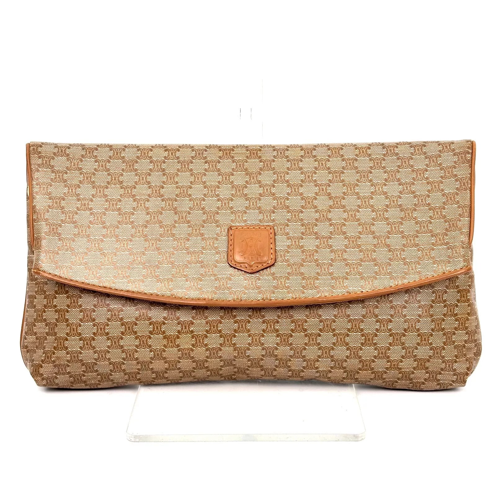 CELINE Macadam Clutch Bag - Beige, PVC Leather