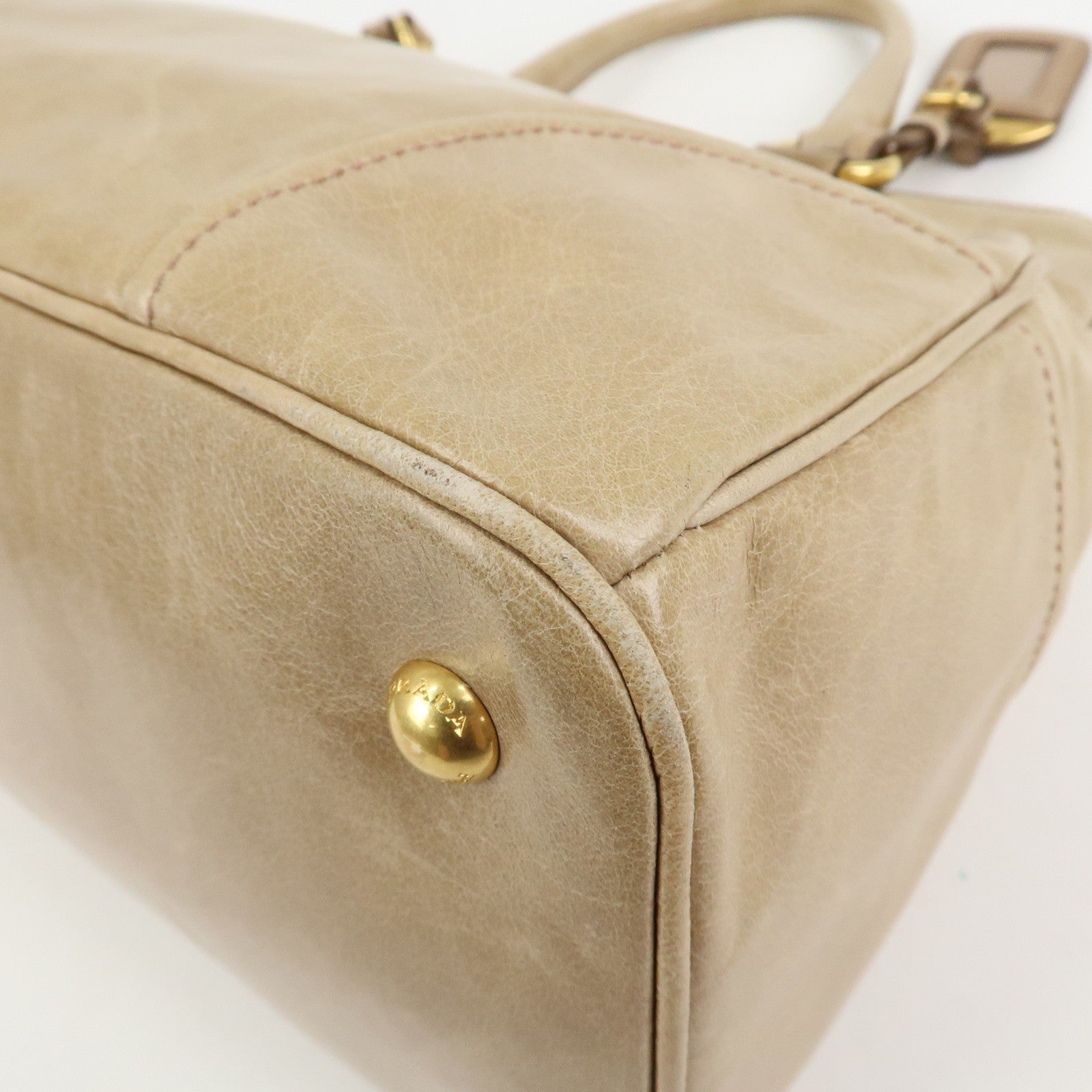 Prada 2Way Bag Hand Bag - Beige, Leather