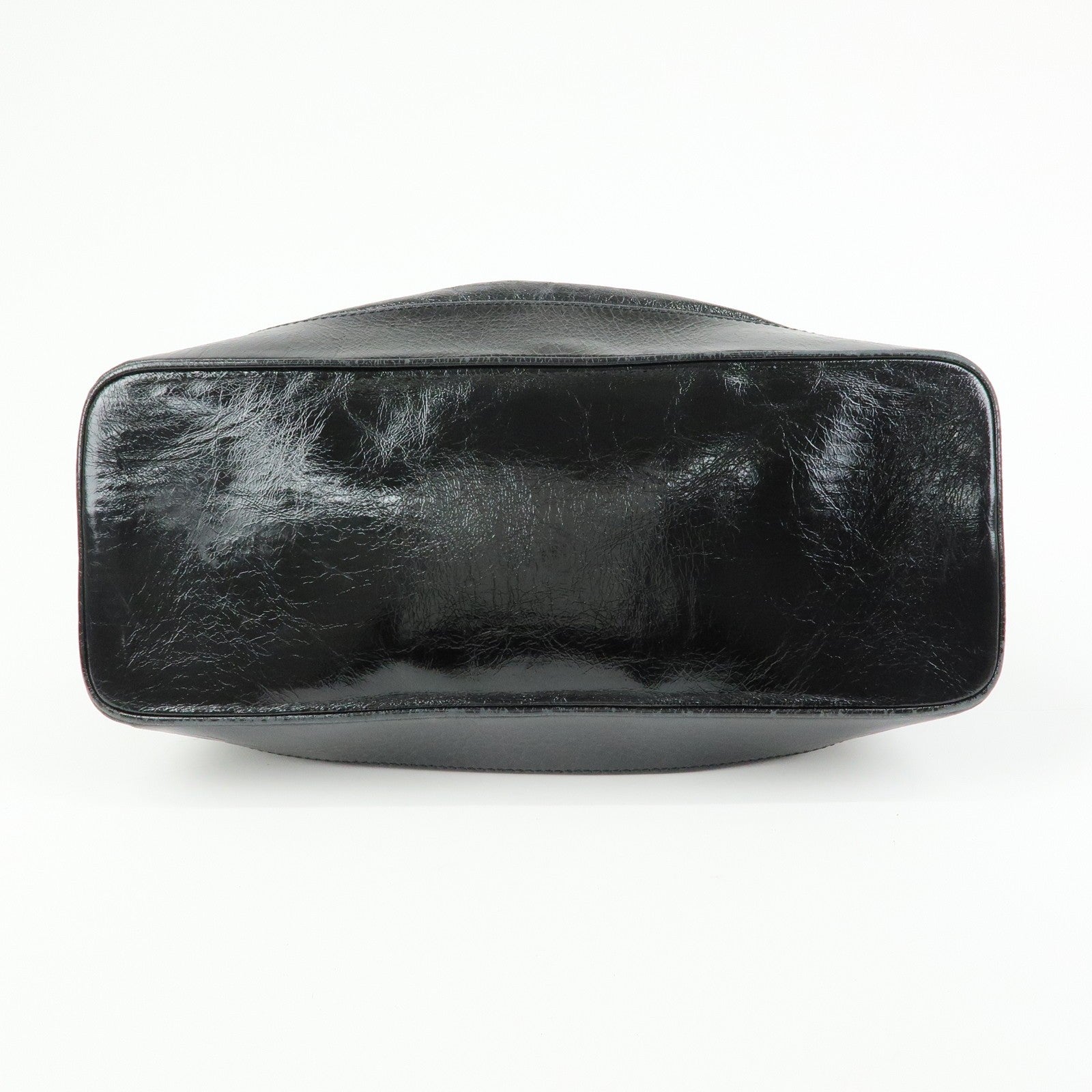 Celine Macadam Stamped Boston Hand Bag - Black, Patent Leather