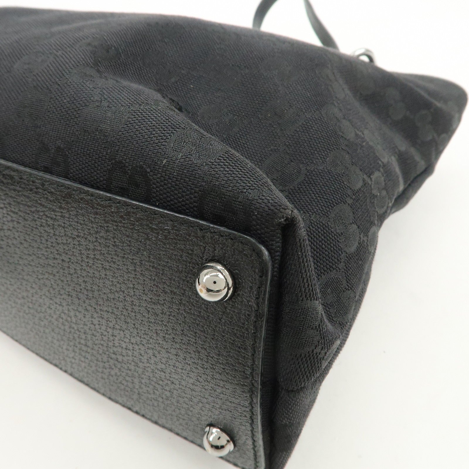 Gucci GG Canvas Leather Tote Bag - Black, Canvas 