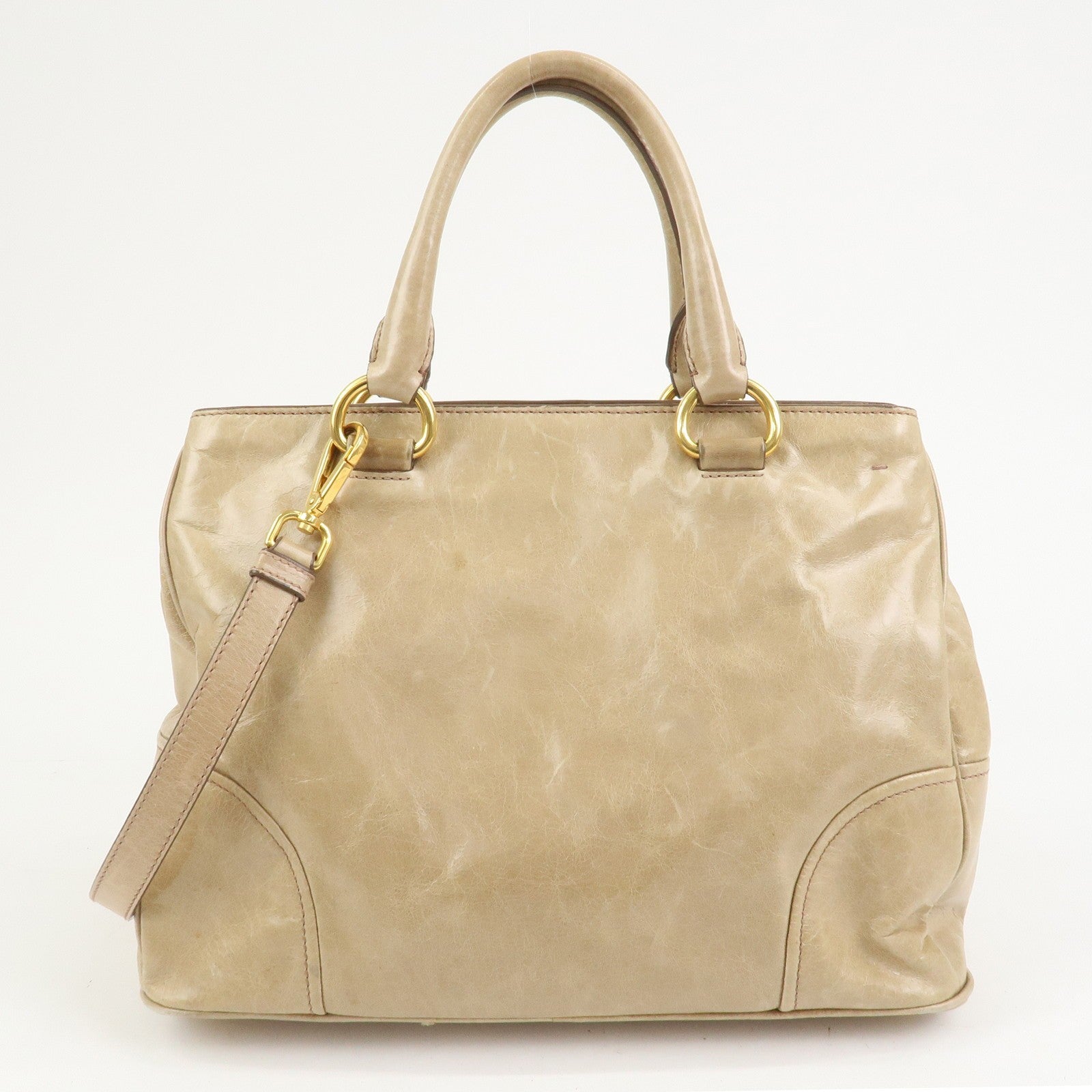 Prada 2Way Bag Hand Bag - Beige, Leather