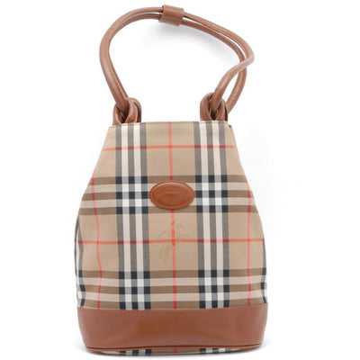 Burberry Nova Check Tote Hand Bag - Brown Beige, Leather