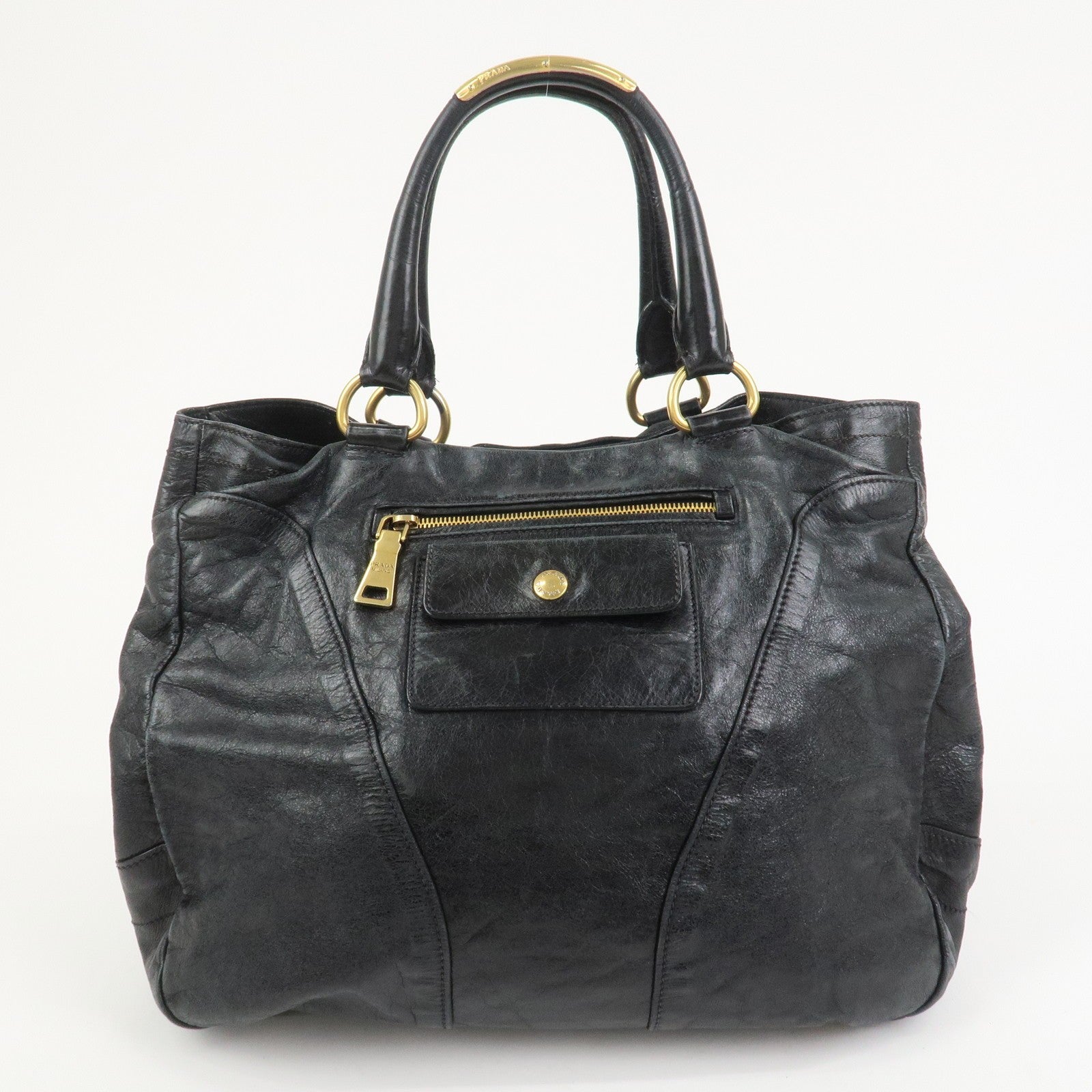 Prada Logo Tote Bag - Black, Leather