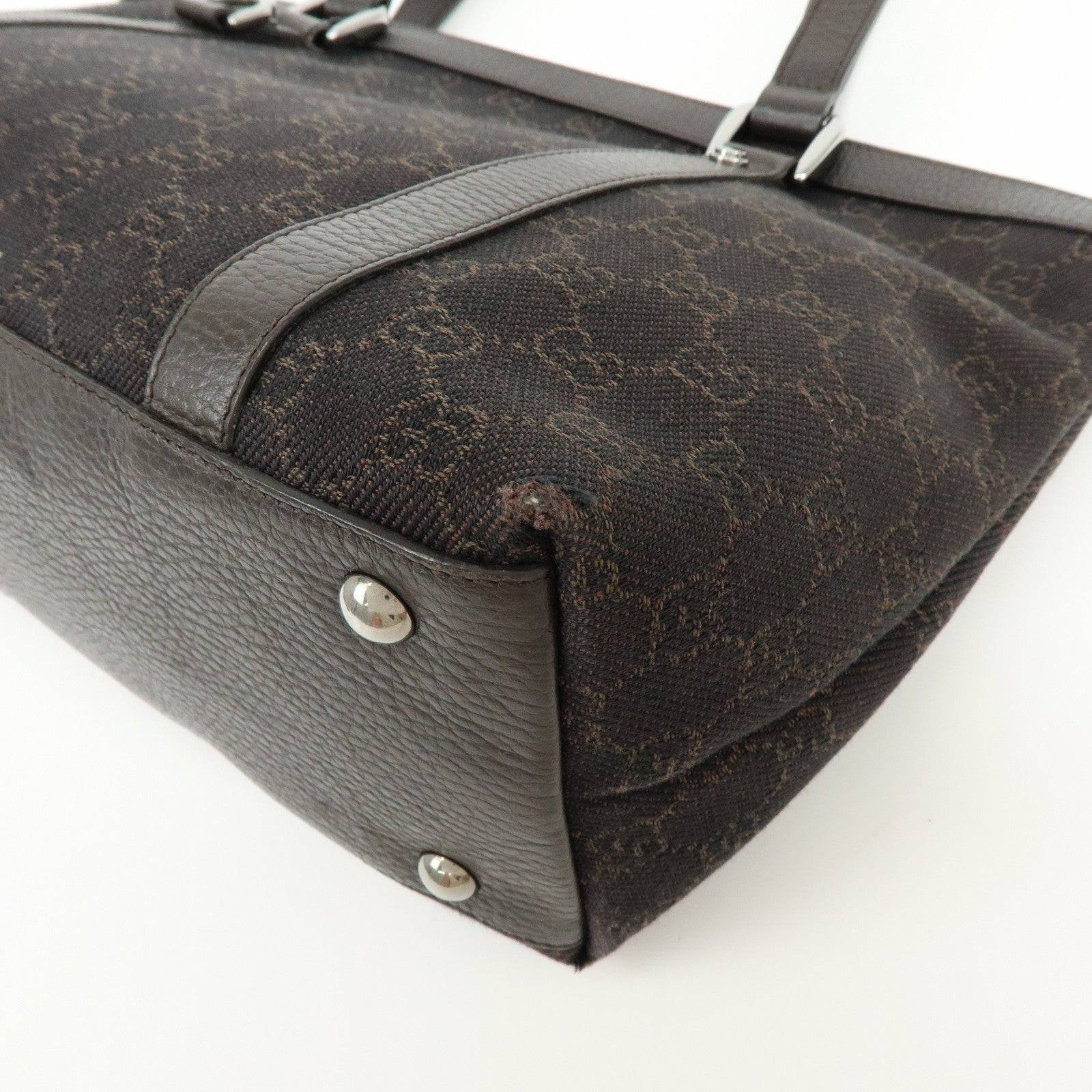 Gucci Abbey Tote Bag - Dark Brown, Denim, Leather