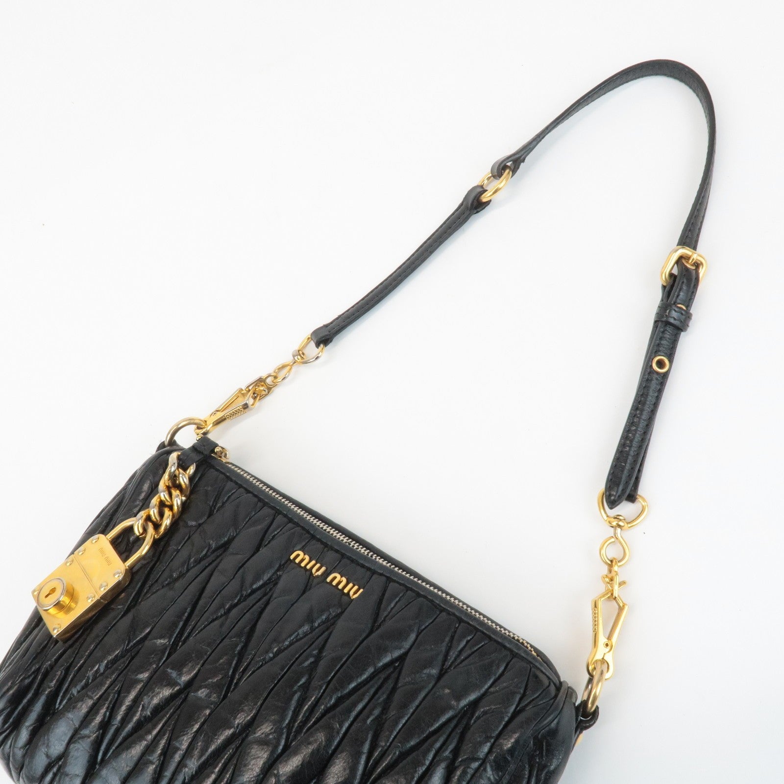 Miu Miu Matelasse Shoulder Bag - Black, Leather