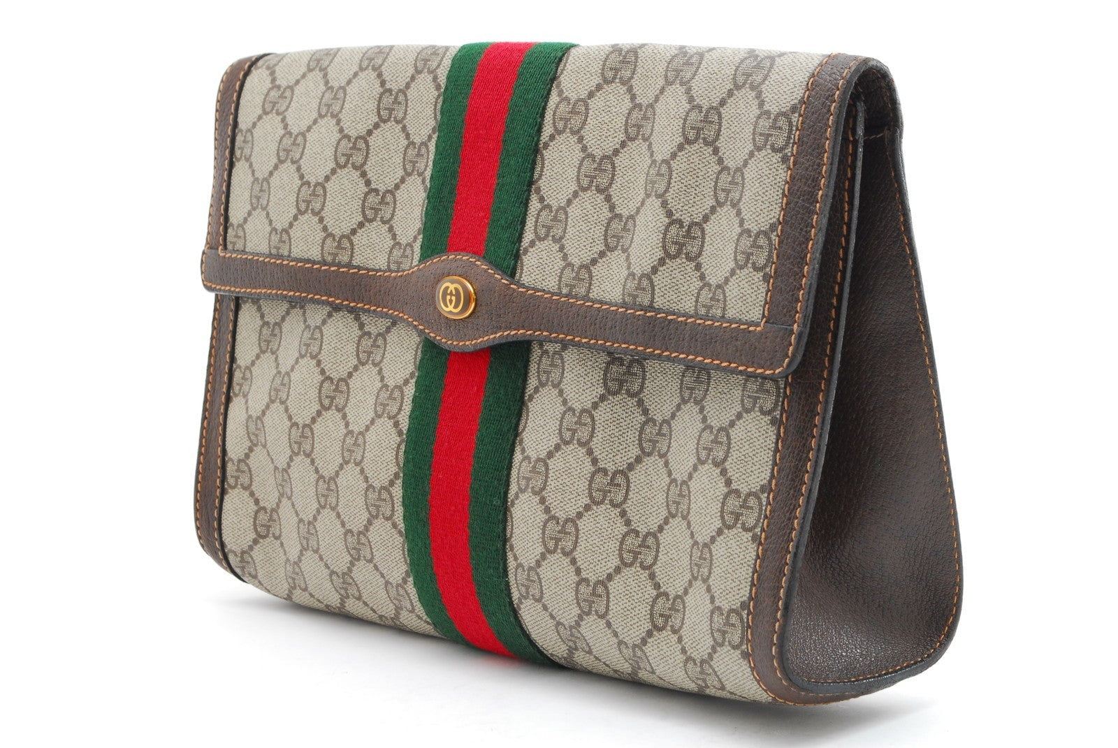 Gucci GG Supreme Web Clutch Bag - Beige, PVC