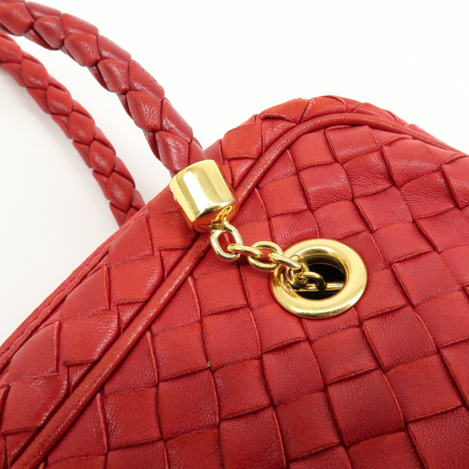 Bottega Veneta Intrecciato Shoulder Bag - Red, Leather