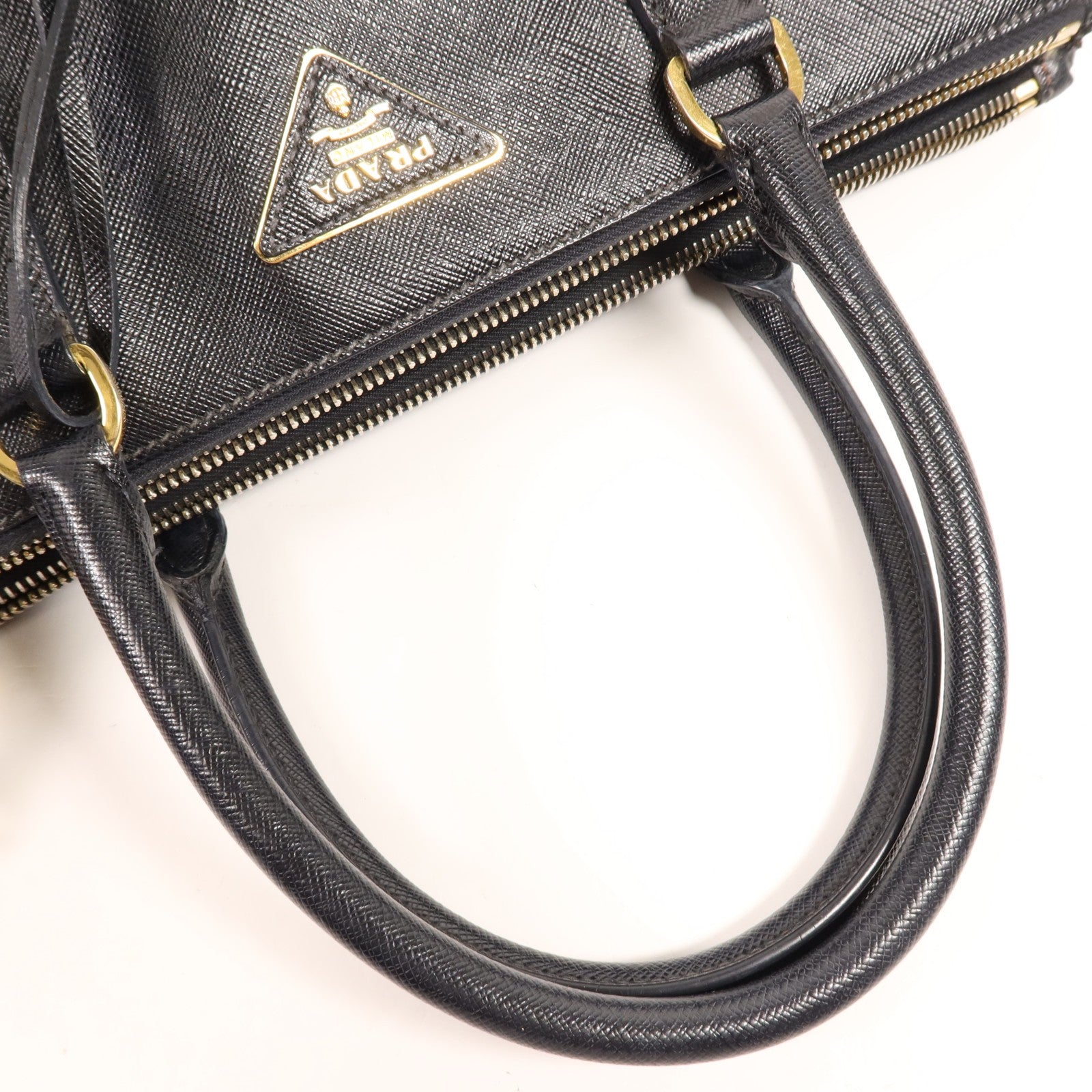 Prada GHW Double Zip Handbag - Black, Calfskin Leather
