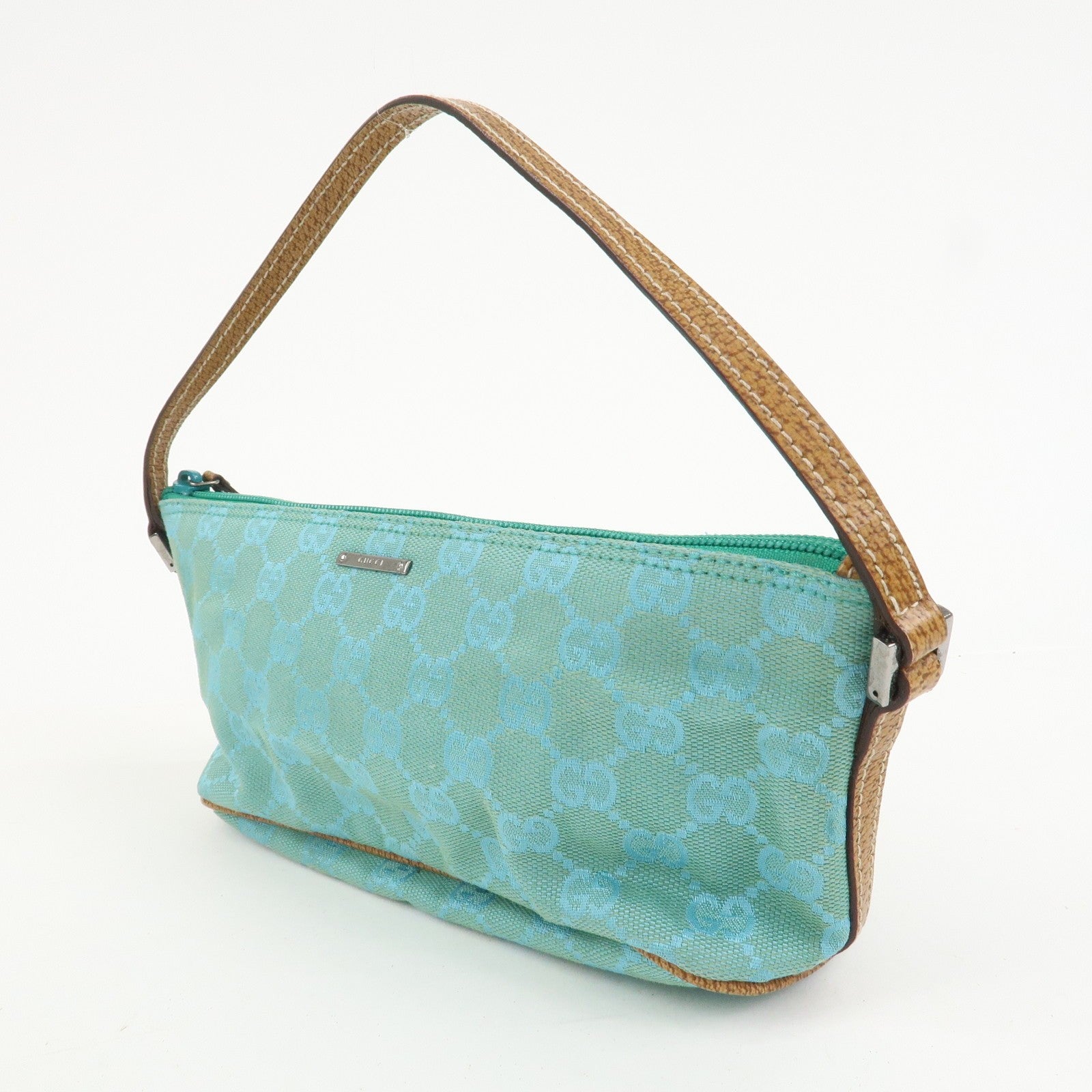 Gucci Boat Hand Bag - Light Blue, GG Canvas, Leather
