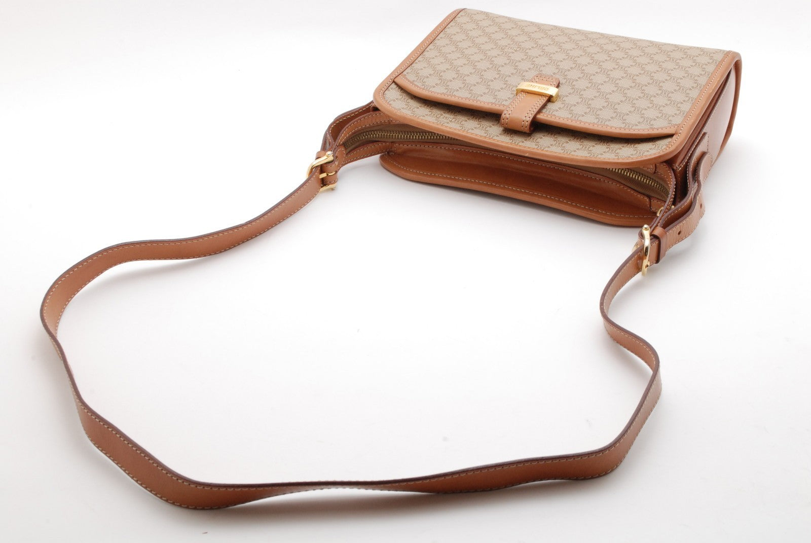 Celine Macadam Shoulder Bag - Beige, PVC Coated Canvas