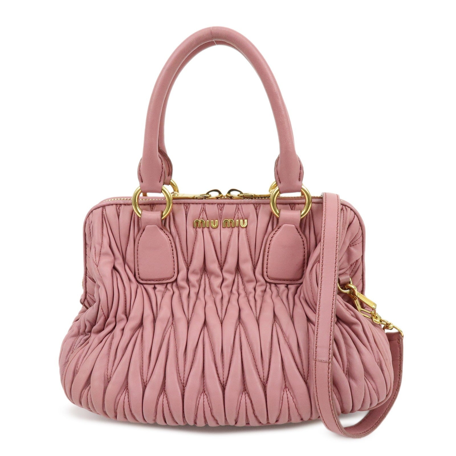 Miu Miu Matelasse 2Way Hand Bag - Pink, Nappa Leather