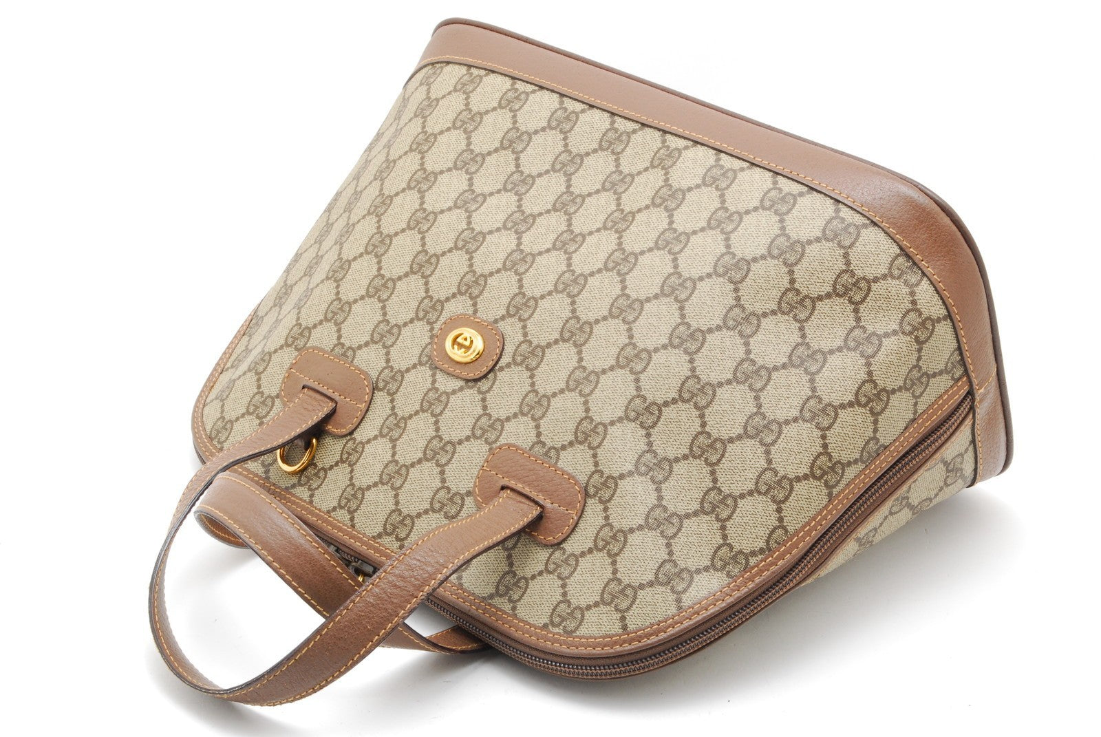 Gucci GG Supreme Hand Tote Bag - Beige Brown, PVC Leather