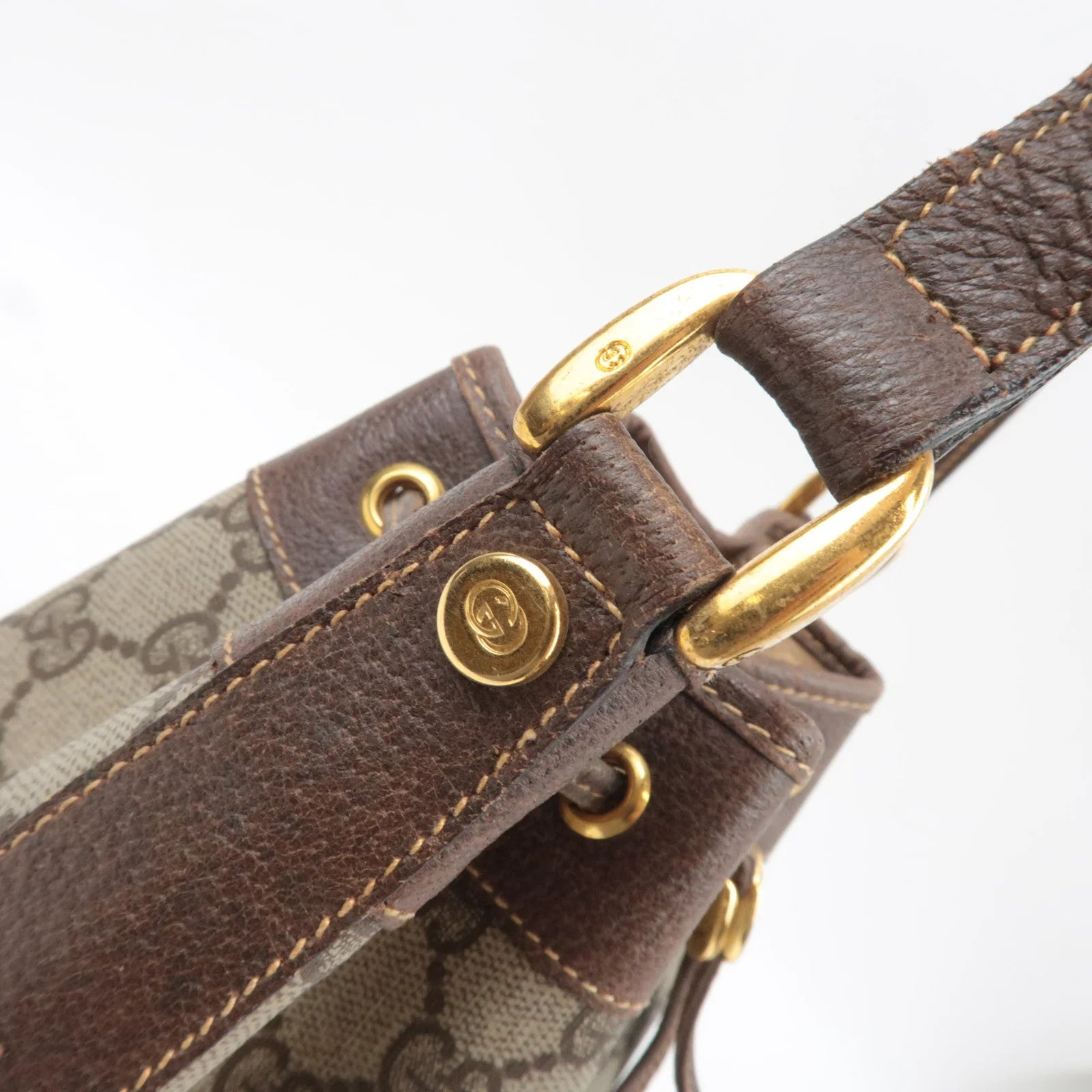 Gucci Sherry Line Bucket Shoulder Bag - Beige, GG Plus Leather 