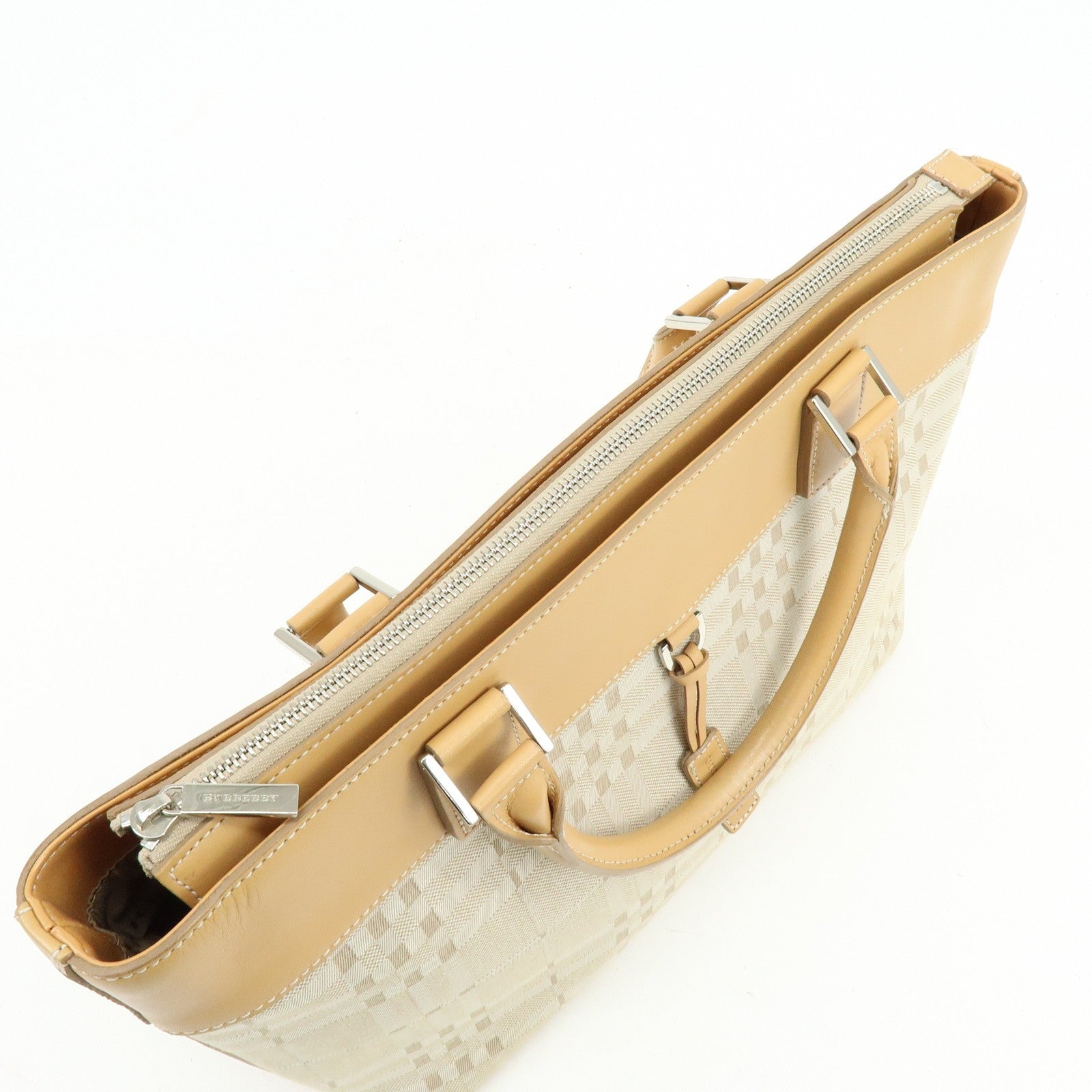 Burberry Tote Bag - Beige, Canvas Leather