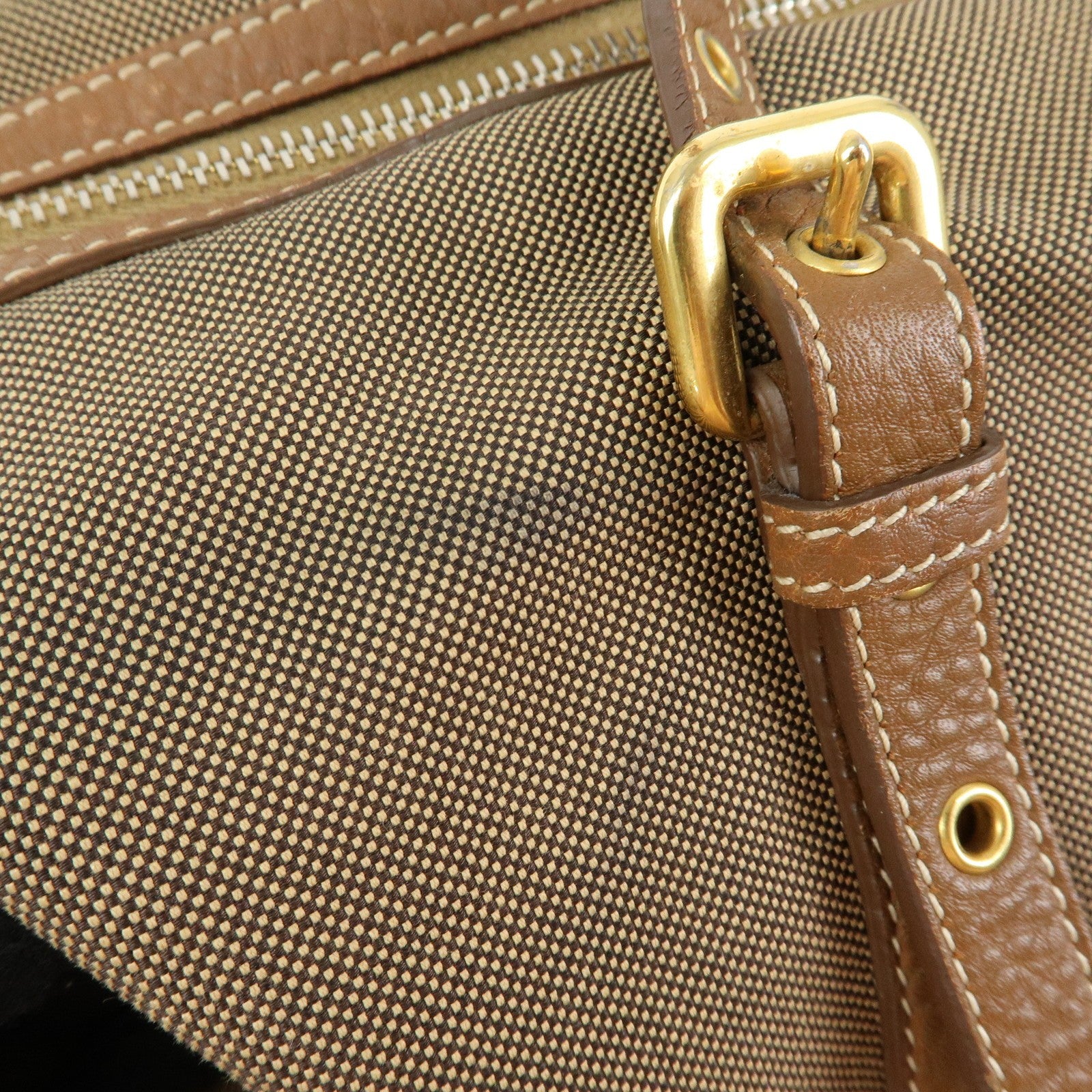 Prada Boston Bag - Beige, Canvas and Leather